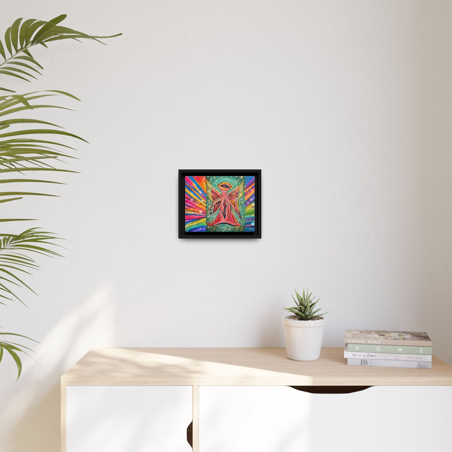 Vibrant, Sparkling Matte Canvas Angel Artwork — Vibrant Rainbow Spiritual Print