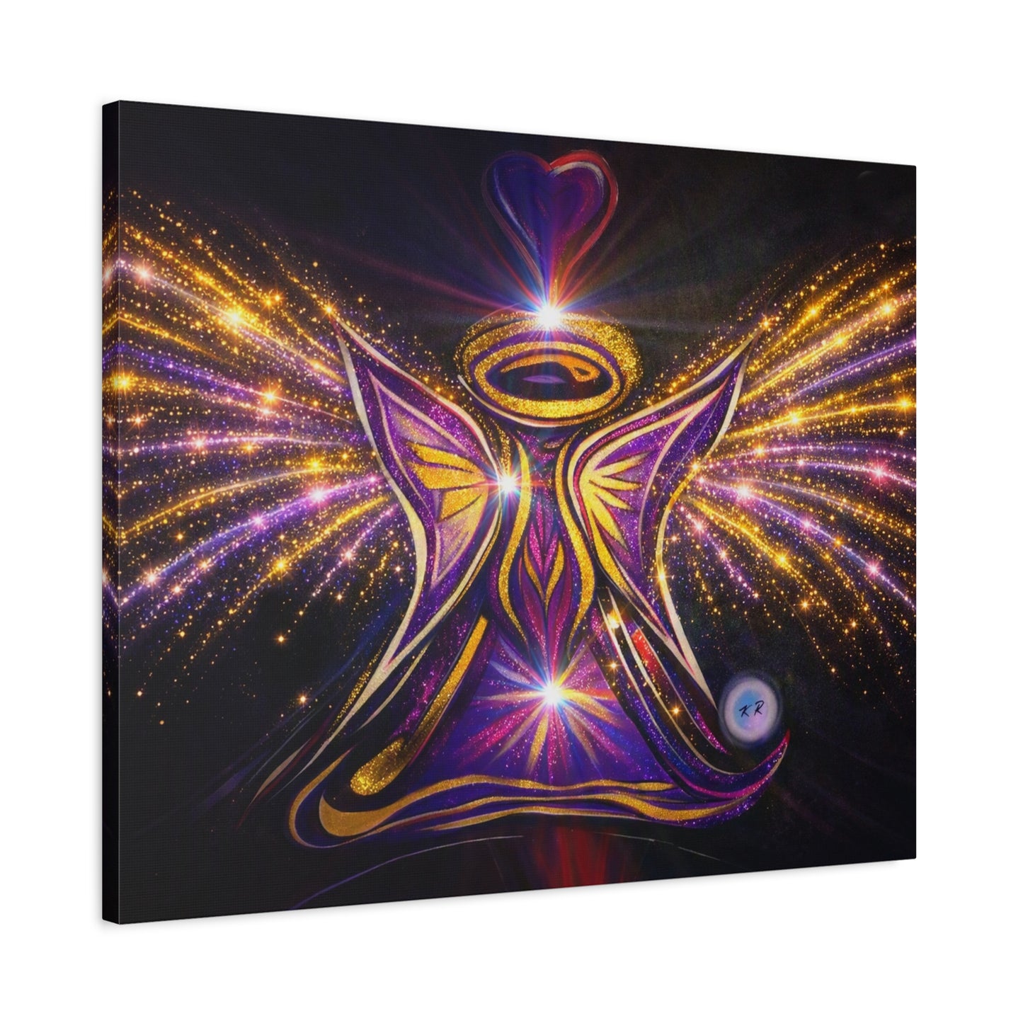 Angel Wall Art Kids Room Winged Fairycore Nursery Room Sparkle Glitter Effect Matte Canvas | Stretched Wall Canvas Print