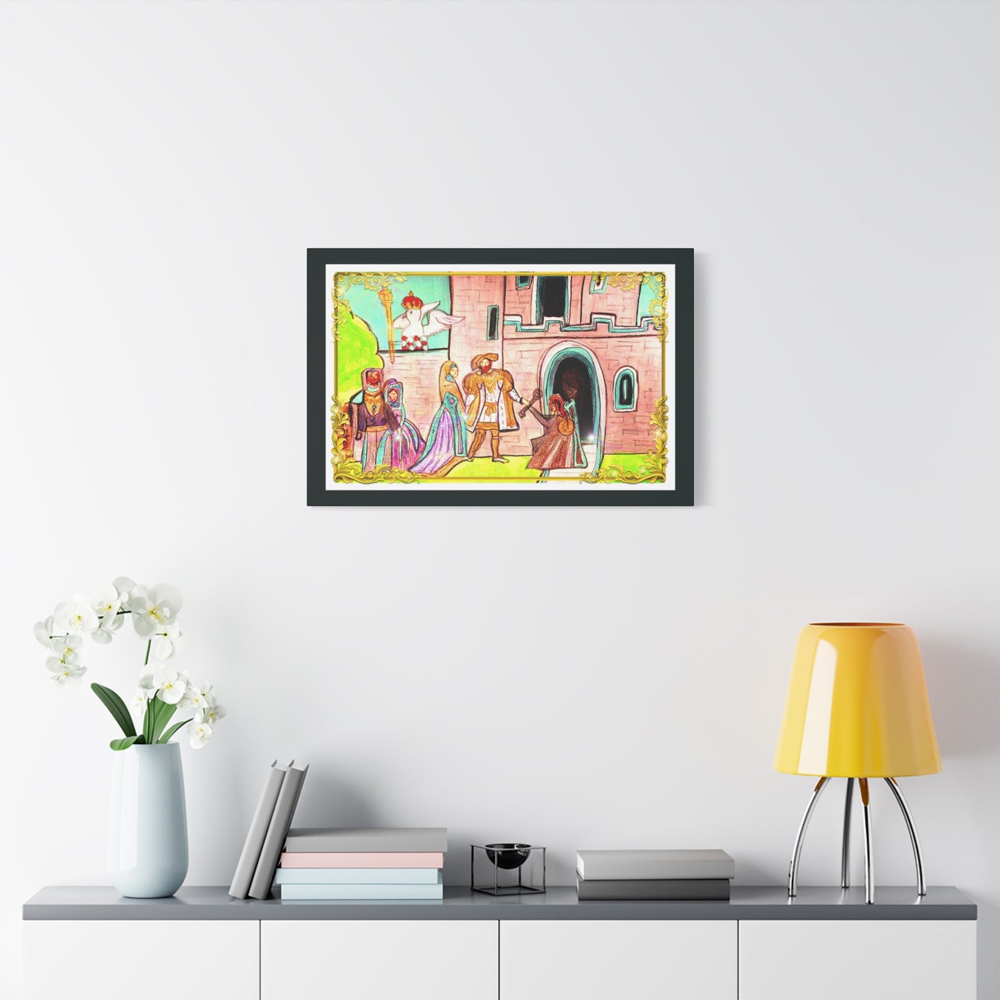 King Henry VIII & Queen Anne Boleyn at a Medieval Castle with her parents~ Stretched Wall Art