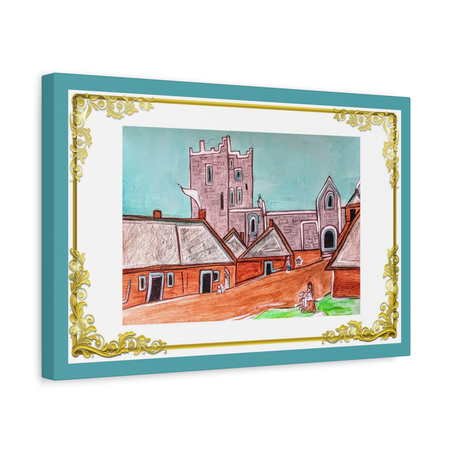 Medieval Irish town and Clonony Castle, Gallery Wrapped Canvas