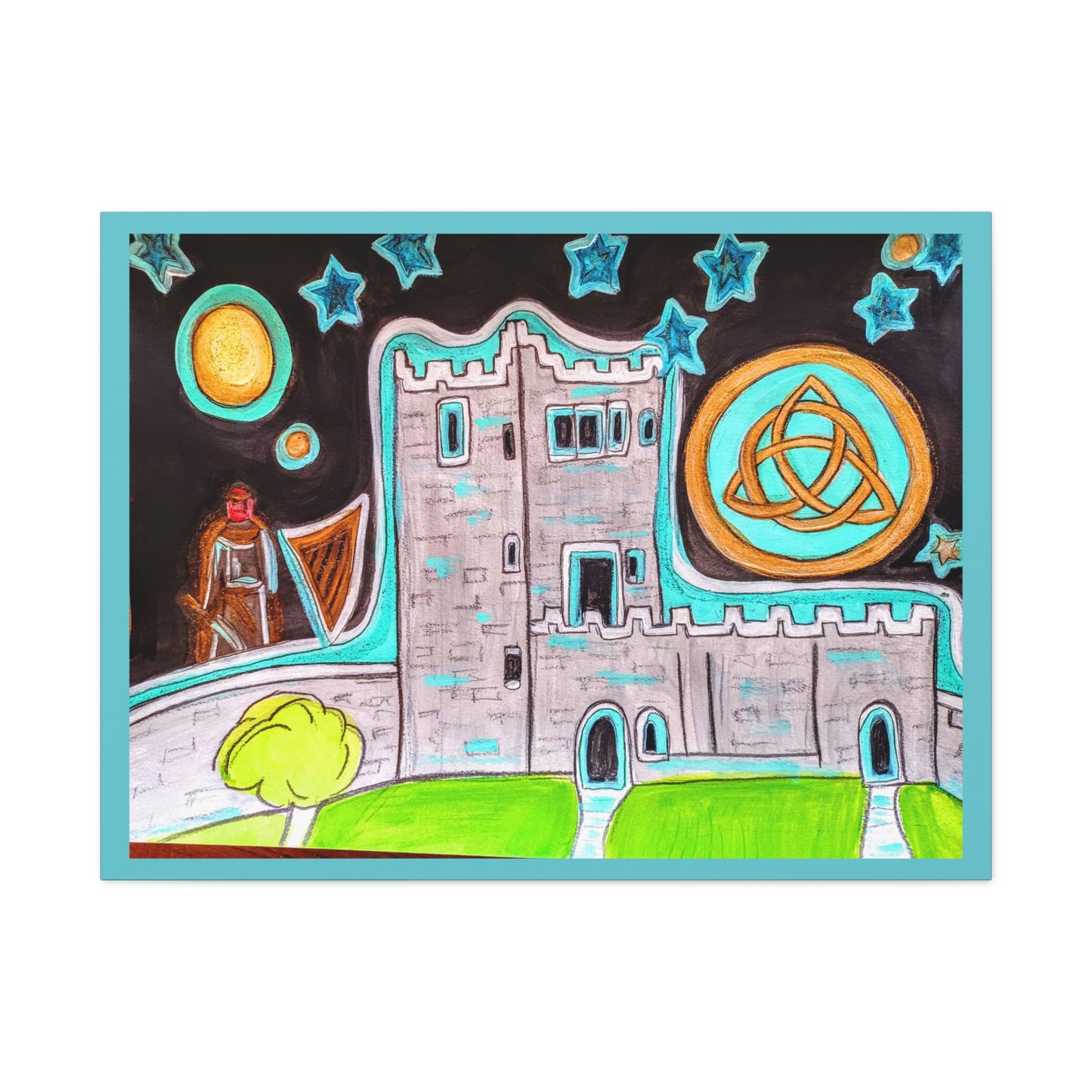 Castle Night, Matte Gallery Wrapped Canvas Art – Stretched Celtic Knot Wall Print