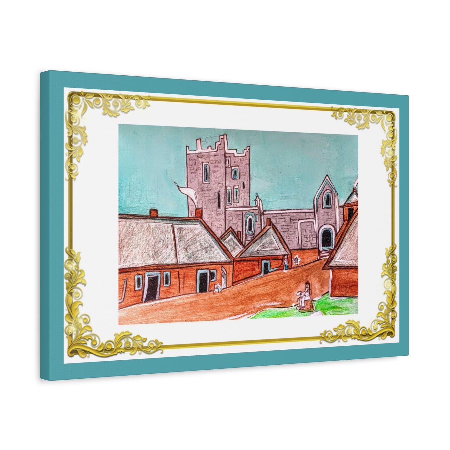 Medieval Irish town and Clonony Castle, Gallery Wrapped Canvas