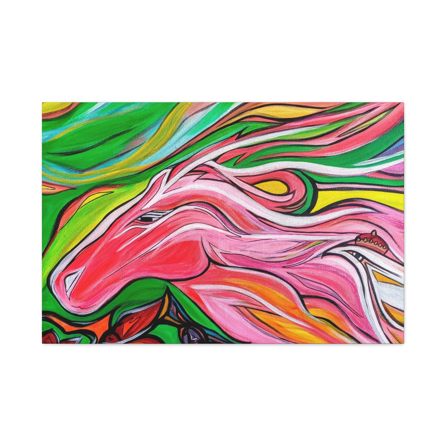 Pink Running Horse Matte Canvas Art Print
