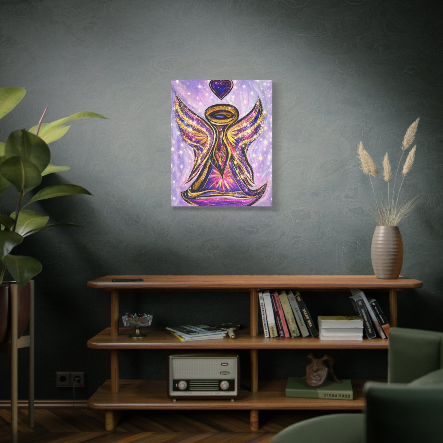 Angel Lover Wall Art Lavender Protector Guardian Angel Canvas Art Print Nursery Room Decor Guardian Angelic Children's room Spiritual Decor