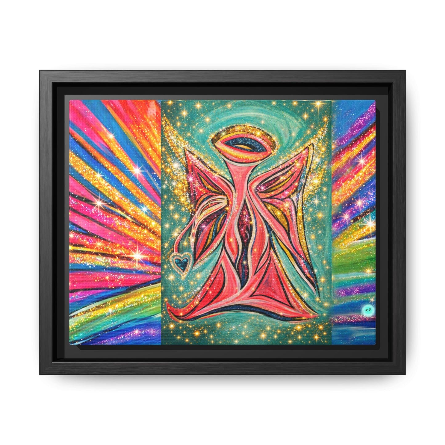 Vibrant, Sparkling Matte Canvas Angel Artwork — Vibrant Rainbow Spiritual Print