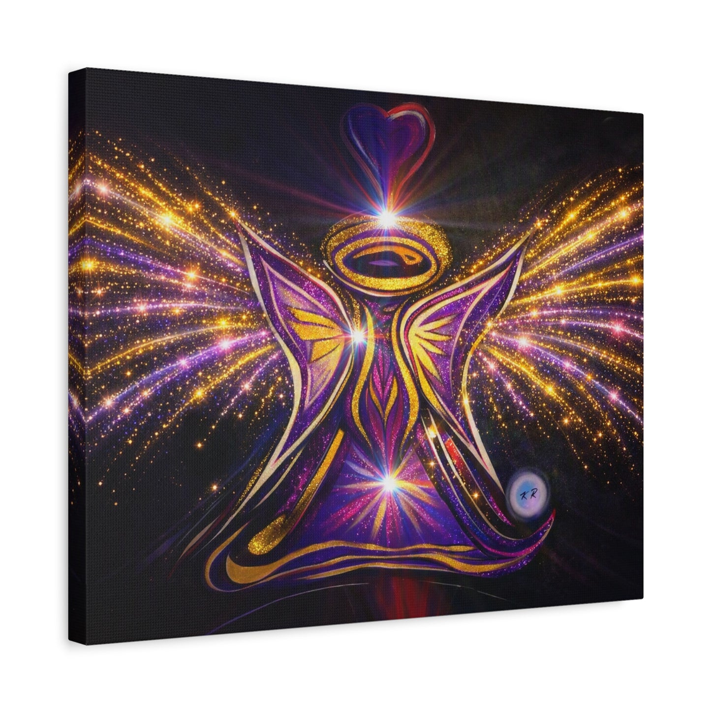 Angel Wall Art Kids Room Winged Fairycore Nursery Room Sparkle Glitter Effect Matte Canvas | Stretched Wall Canvas Print