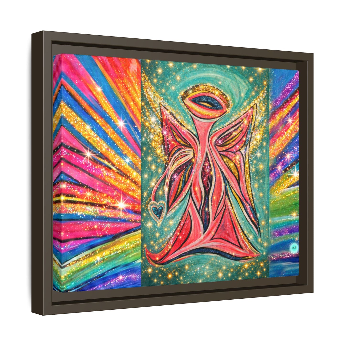 Vibrant, Sparkling Matte Canvas Angel Artwork — Vibrant Rainbow Spiritual Print