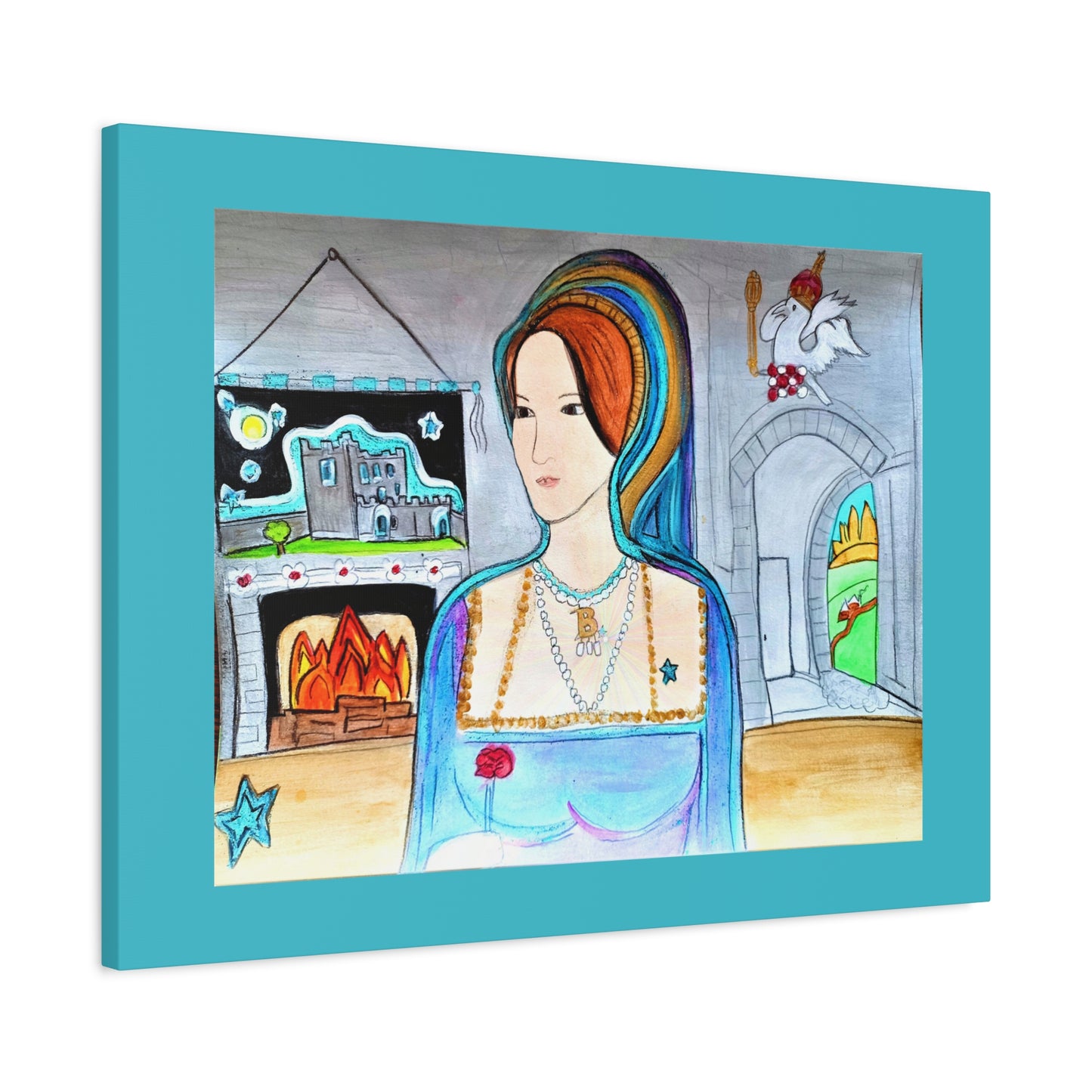 Queen Anne Boleyn Lady Portrait, Gallery Wrapped Canvas Print — Stretched Matte Wall Art