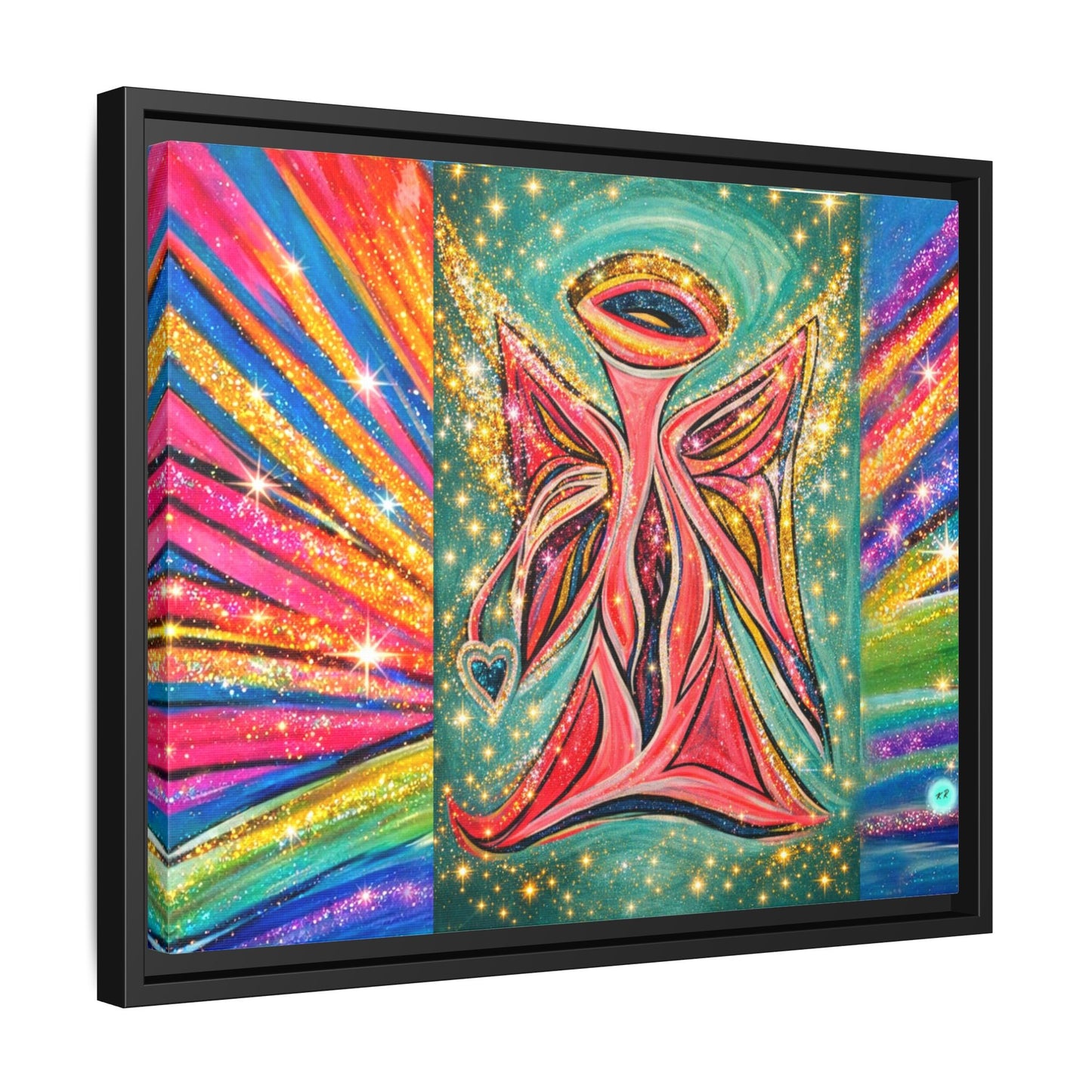 Vibrant, Sparkling Matte Canvas Angel Artwork — Vibrant Rainbow Spiritual Print