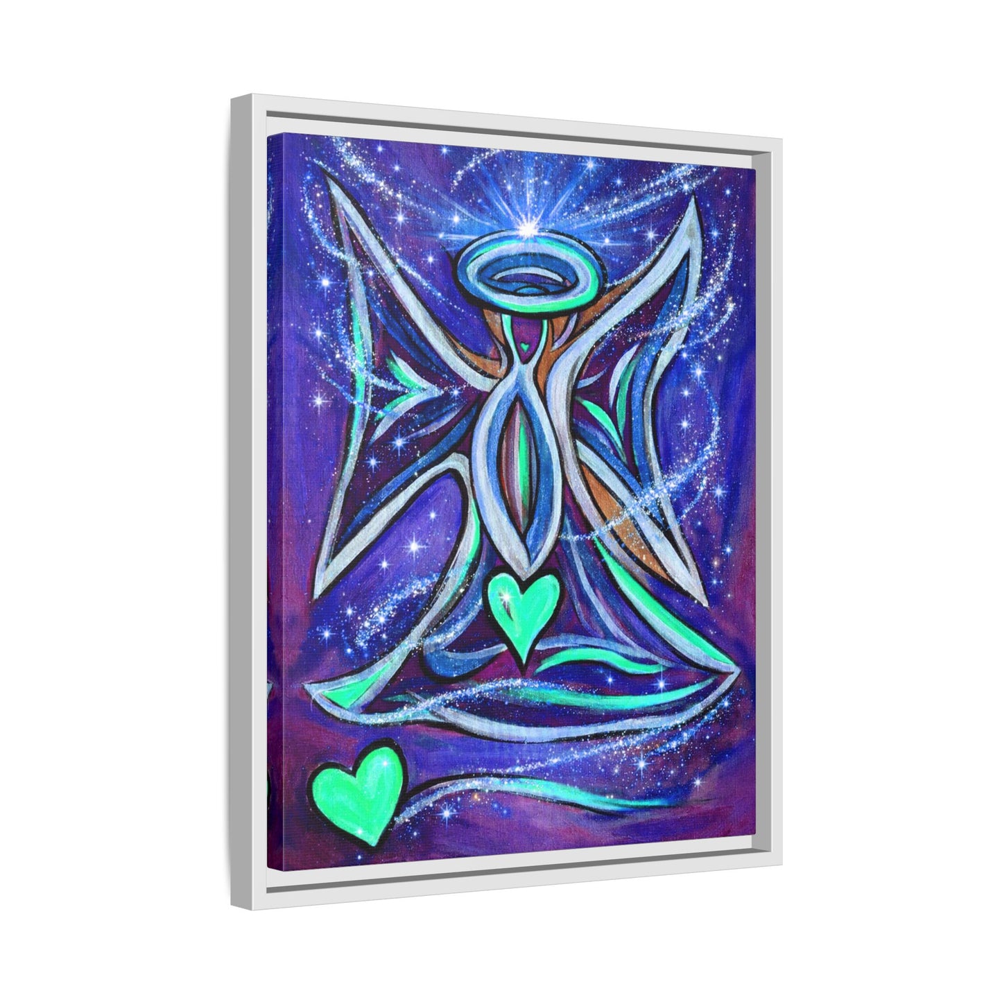 Sparkling Rainbow Angel Artwork Matte Canvas Framed | Spiritual Wall Art