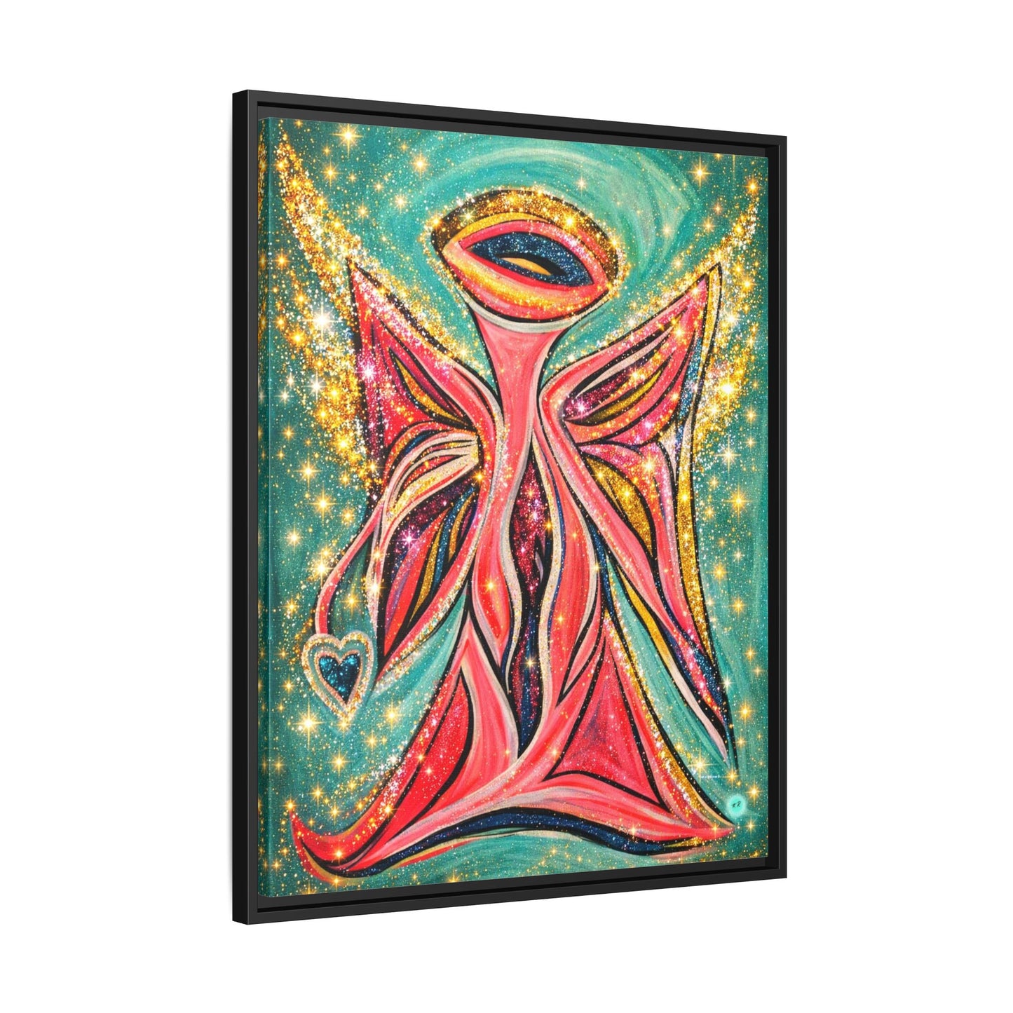 Sparkling Pink Angel Artwork Matte Canvas, Gallery wrapped, Spiritual wall art for Nursery, Children's room, yoga space