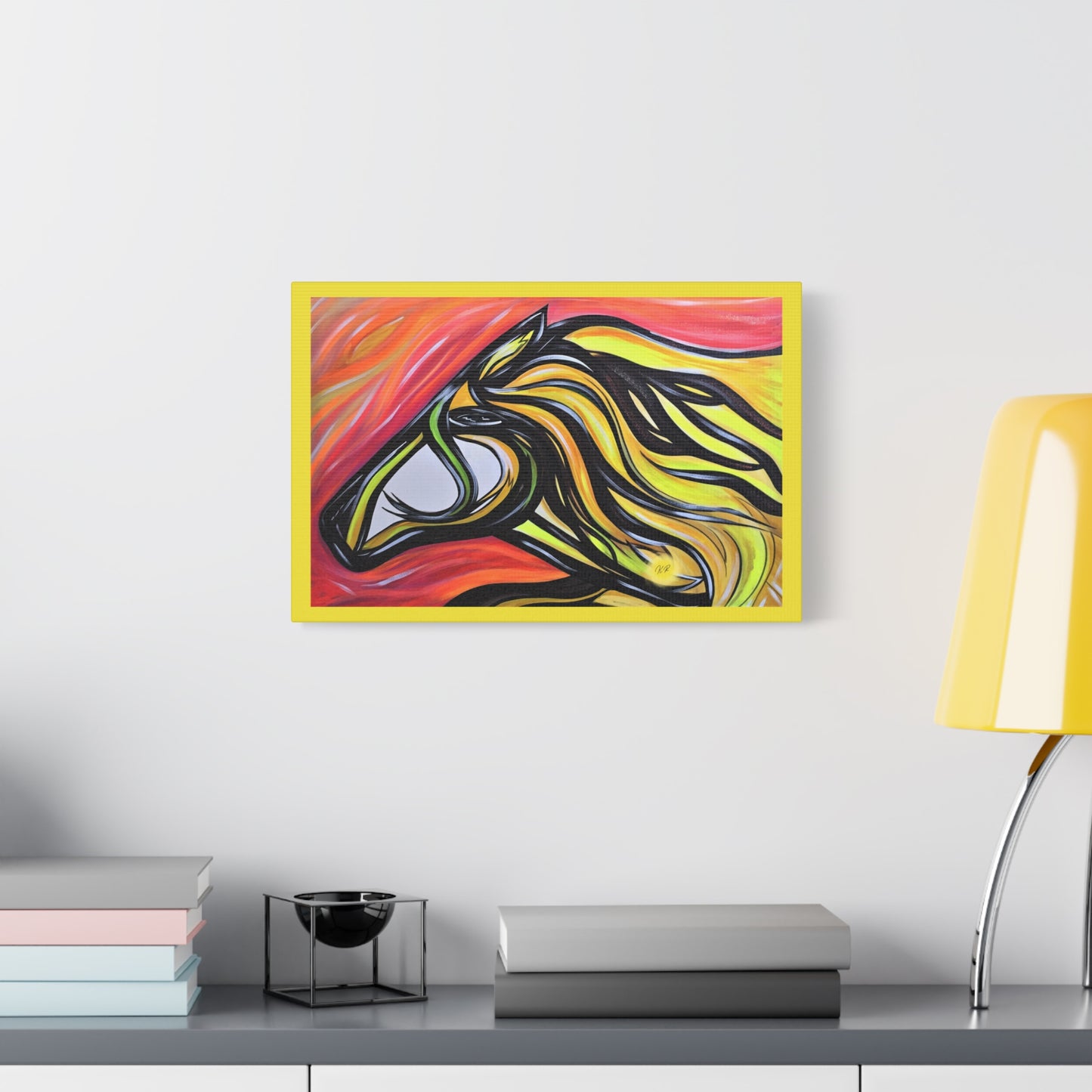 Yellow, Flowing, Joyful Horse Gallery wrapped canvas print, multiple sizes available