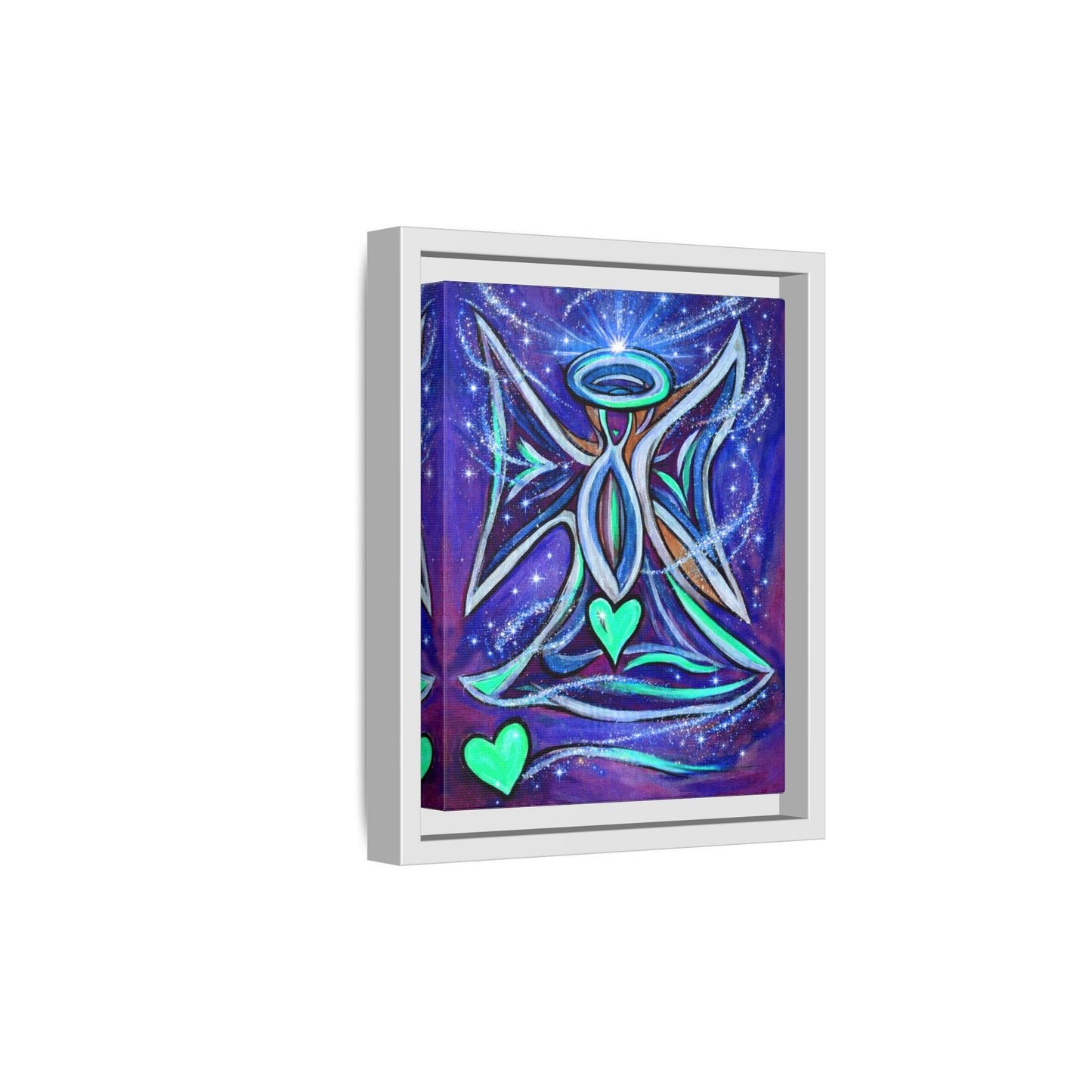 Sparkling Rainbow Angel Artwork Matte Canvas Framed | Spiritual Wall Art