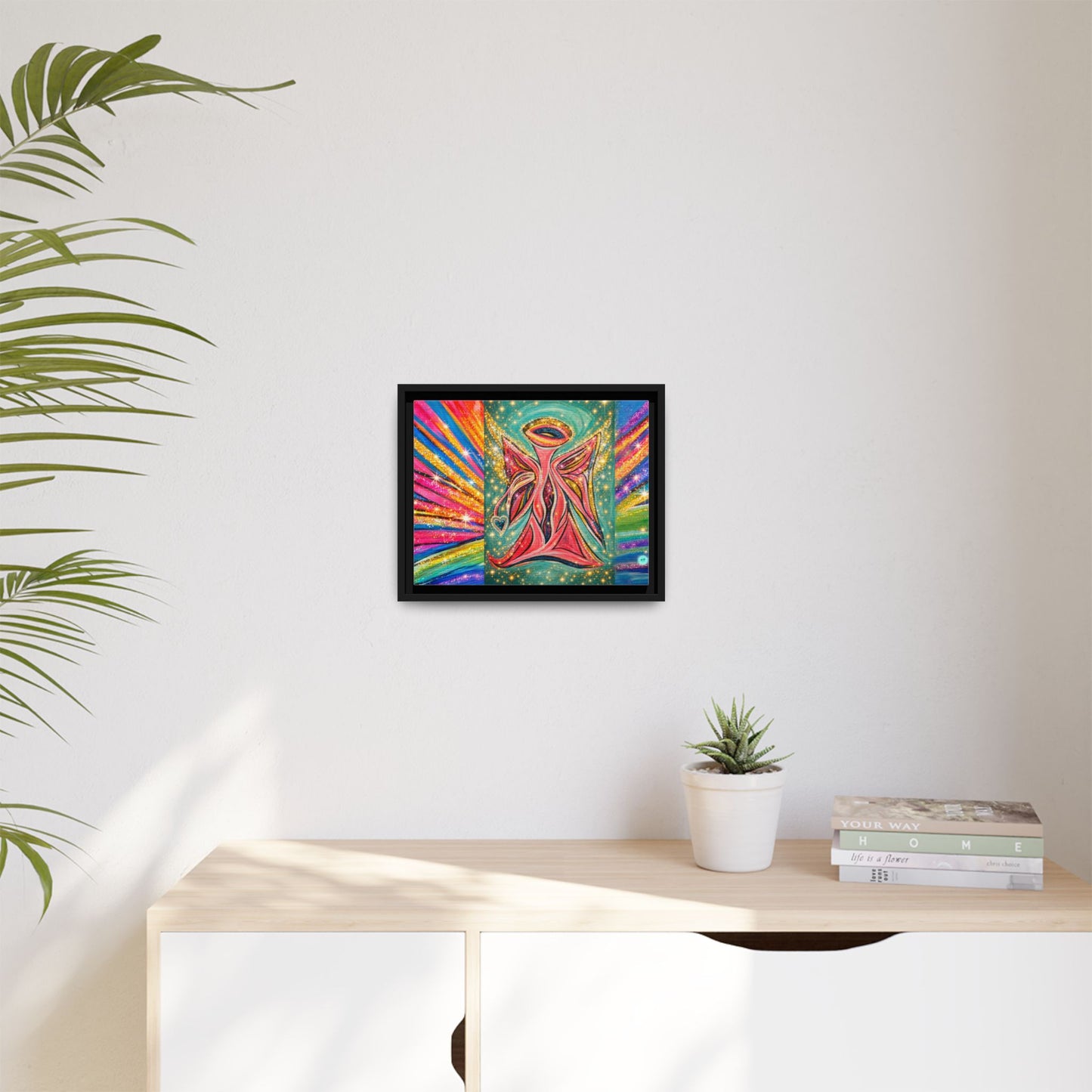 Vibrant, Sparkling Matte Canvas Angel Artwork — Vibrant Rainbow Spiritual Print