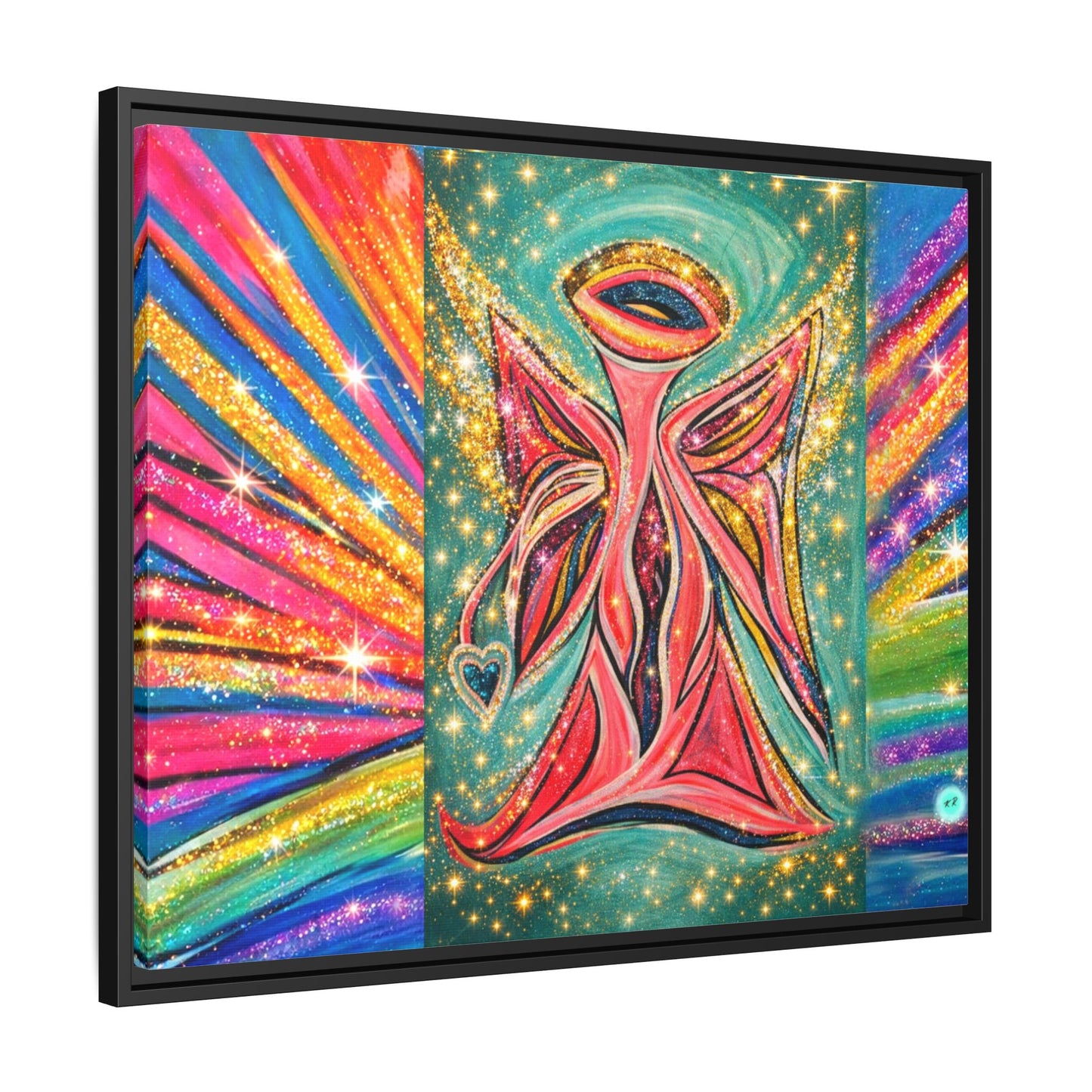 Vibrant, Sparkling Matte Canvas Angel Artwork — Vibrant Rainbow Spiritual Print
