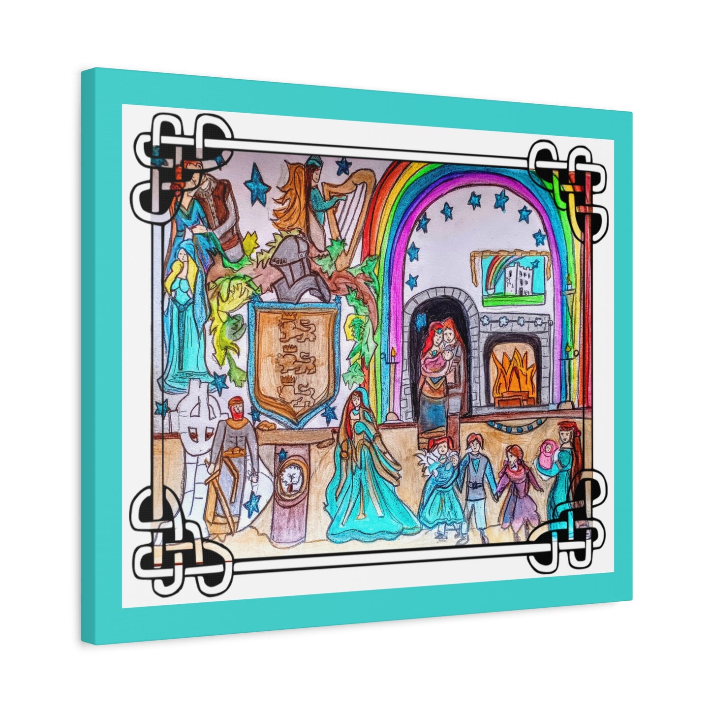 Medieval Family Castle Scene Matte Canvas | Stretched Wall Art