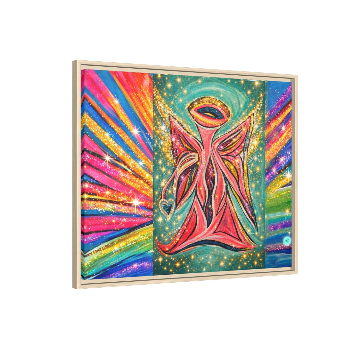 Vibrant, Sparkling Matte Canvas Angel Artwork — Vibrant Rainbow Spiritual Print