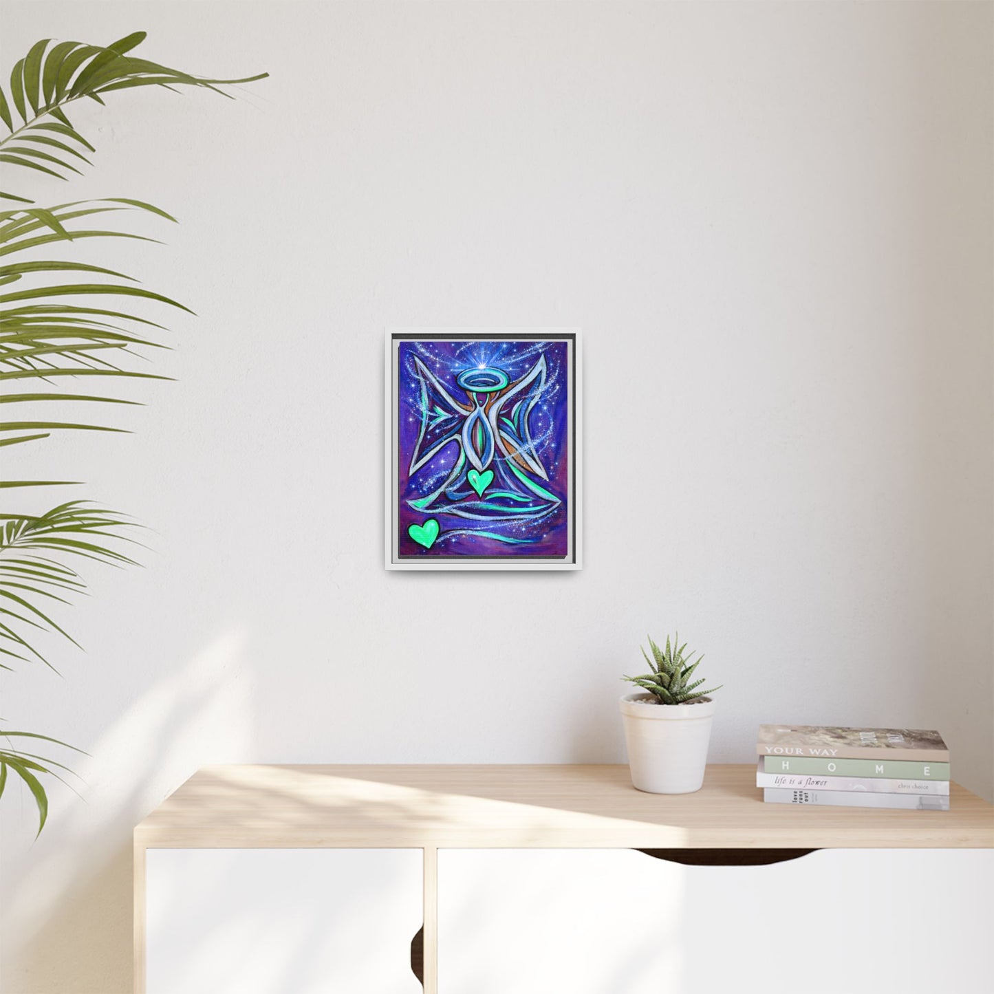 Sparkling Rainbow Angel Artwork Matte Canvas Framed | Spiritual Wall Art