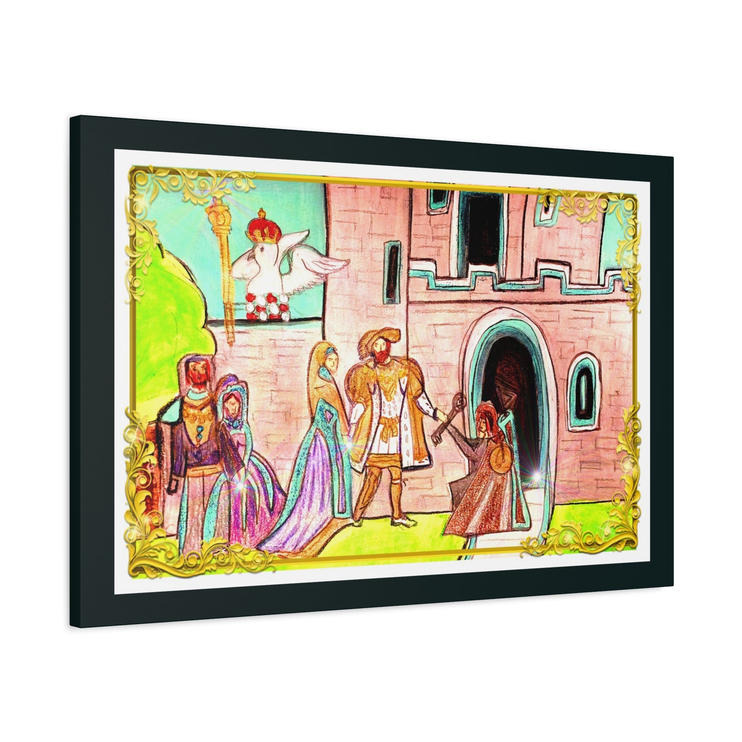 King Henry VIII & Queen Anne Boleyn at a Medieval Castle with her parents~ Stretched Wall Art