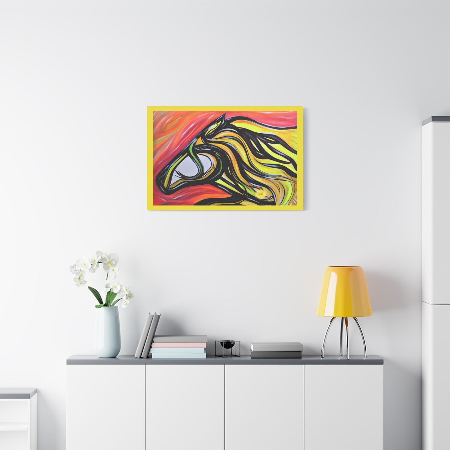 Yellow, Flowing, Joyful Horse Gallery wrapped canvas print, multiple sizes available