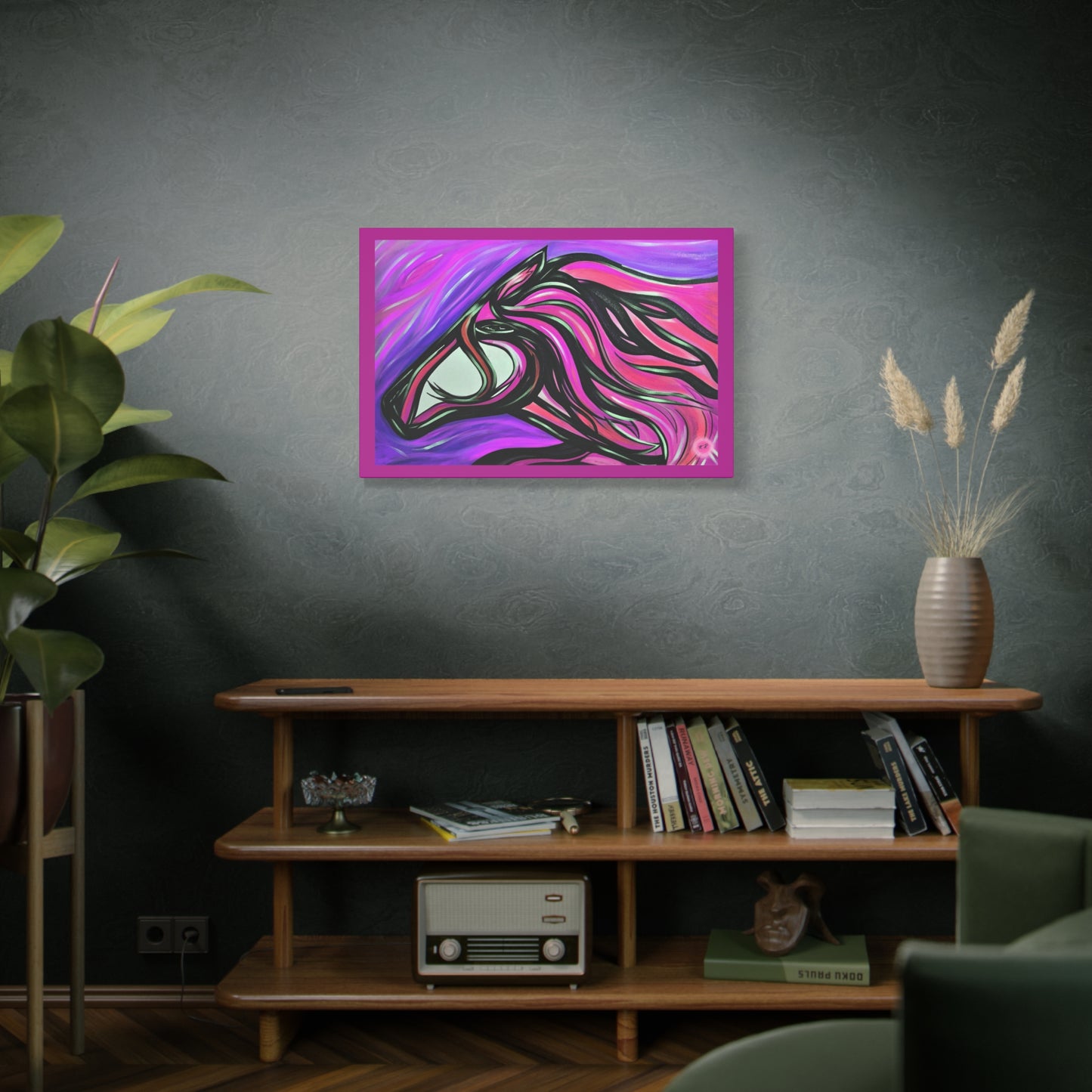 Pink Horse gallery wrapped canvas print, multiple sizes available