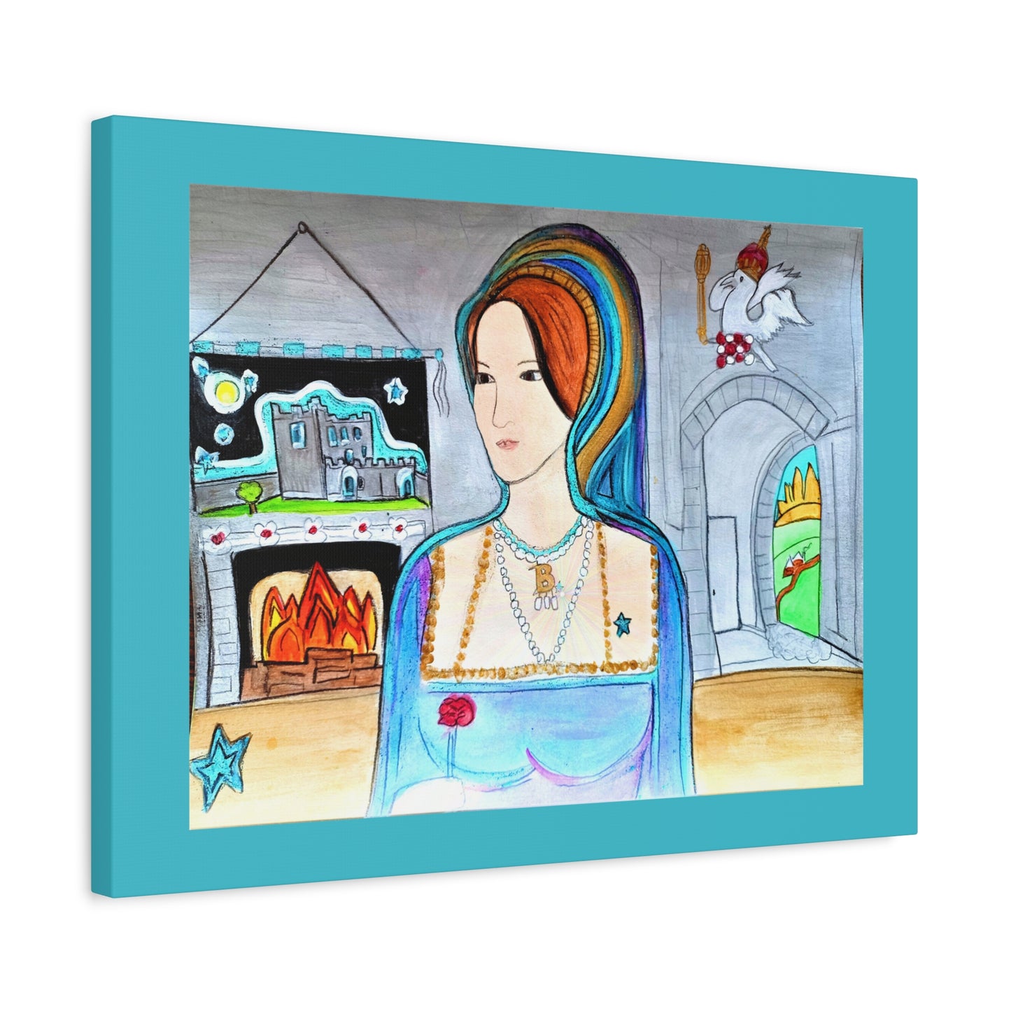 Queen Anne Boleyn Lady Portrait, Gallery Wrapped Canvas Print — Stretched Matte Wall Art