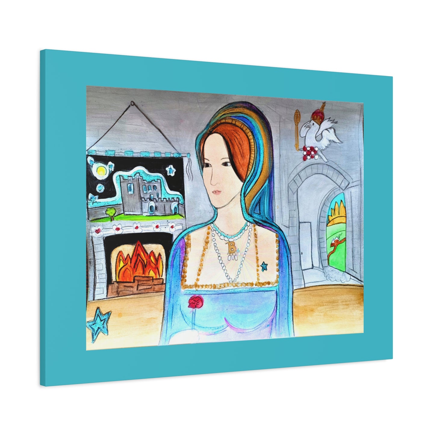 Queen Anne Boleyn Lady Portrait, Gallery Wrapped Canvas Print — Stretched Matte Wall Art