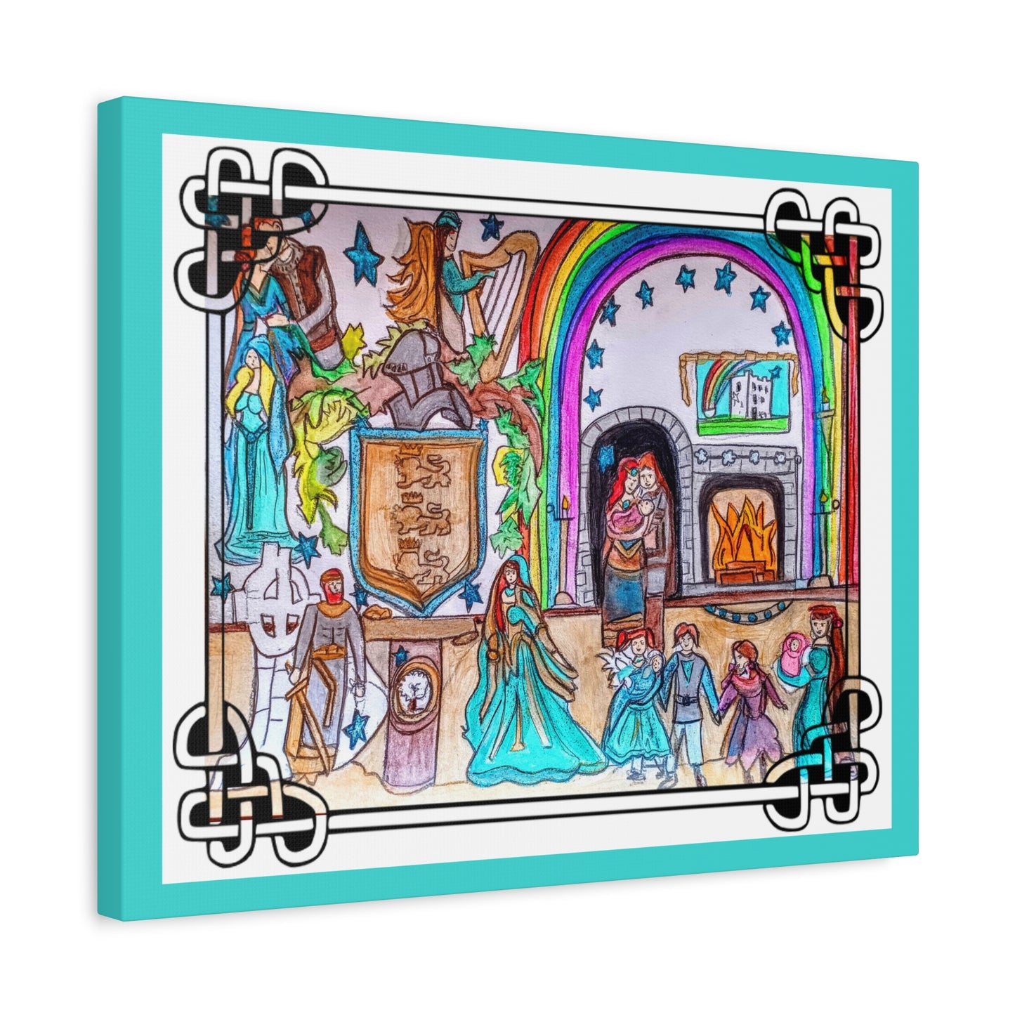 Medieval Family Castle Scene Matte Canvas | Stretched Wall Art