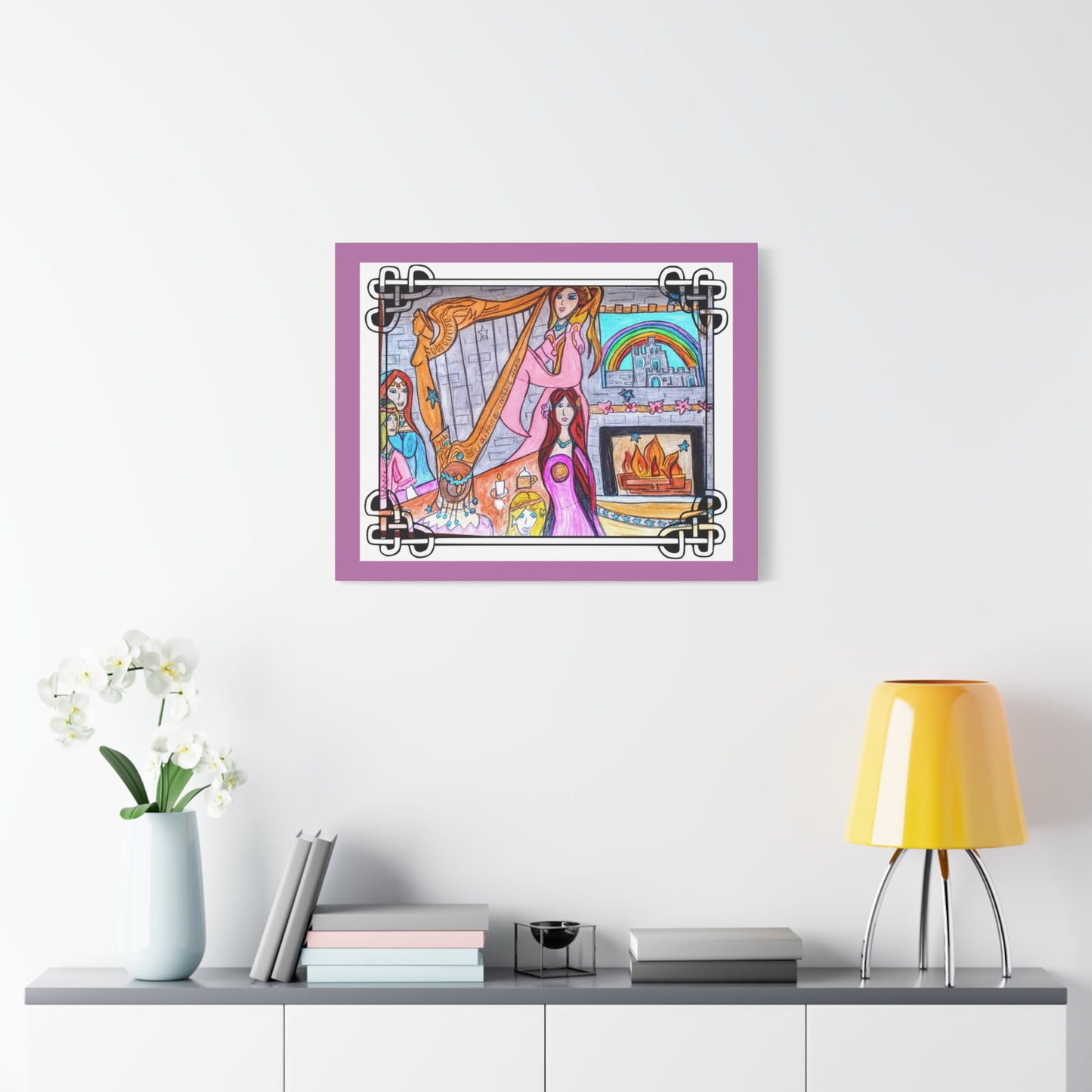 Celtic Magic Harp Ladies, Matte Gallery Wrapped Canvas Wall Art ~ multiple sizes