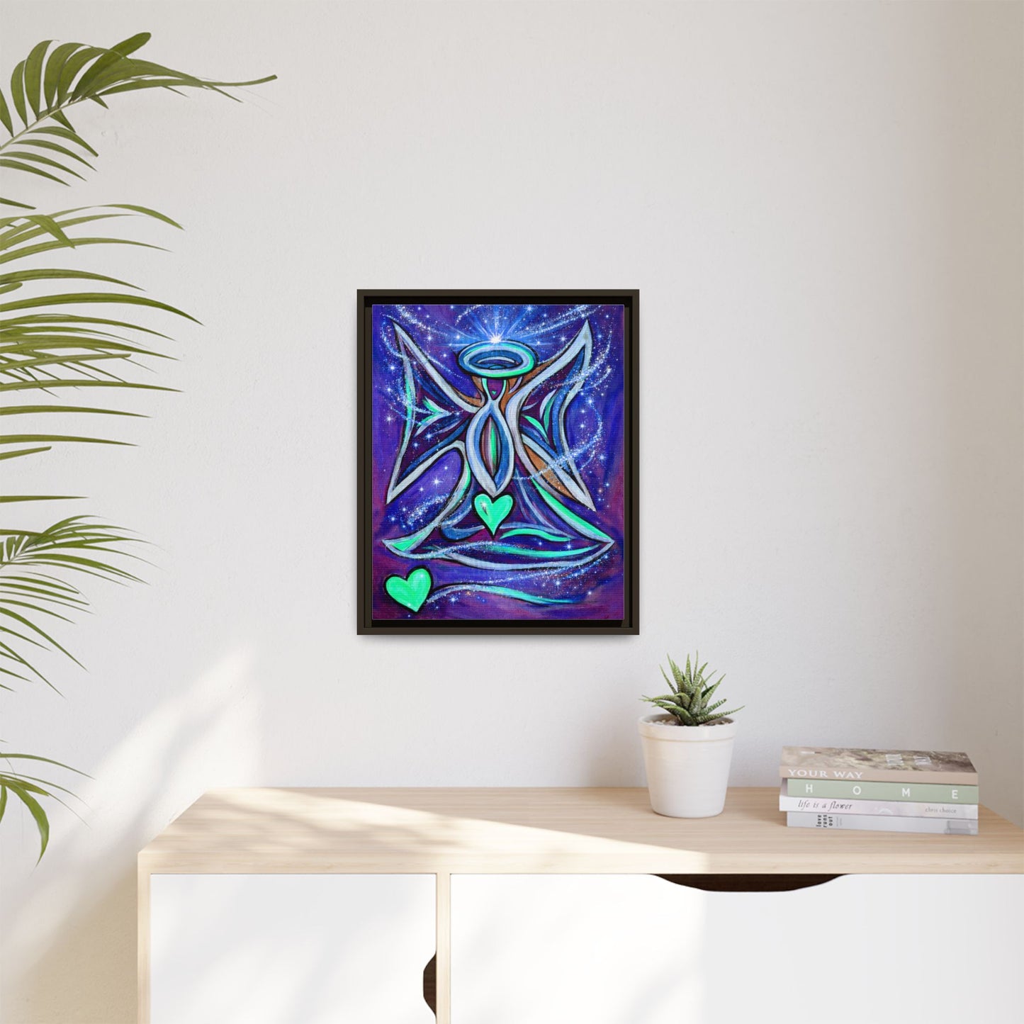 Sparkling Rainbow Angel Artwork Matte Canvas Framed | Spiritual Wall Art
