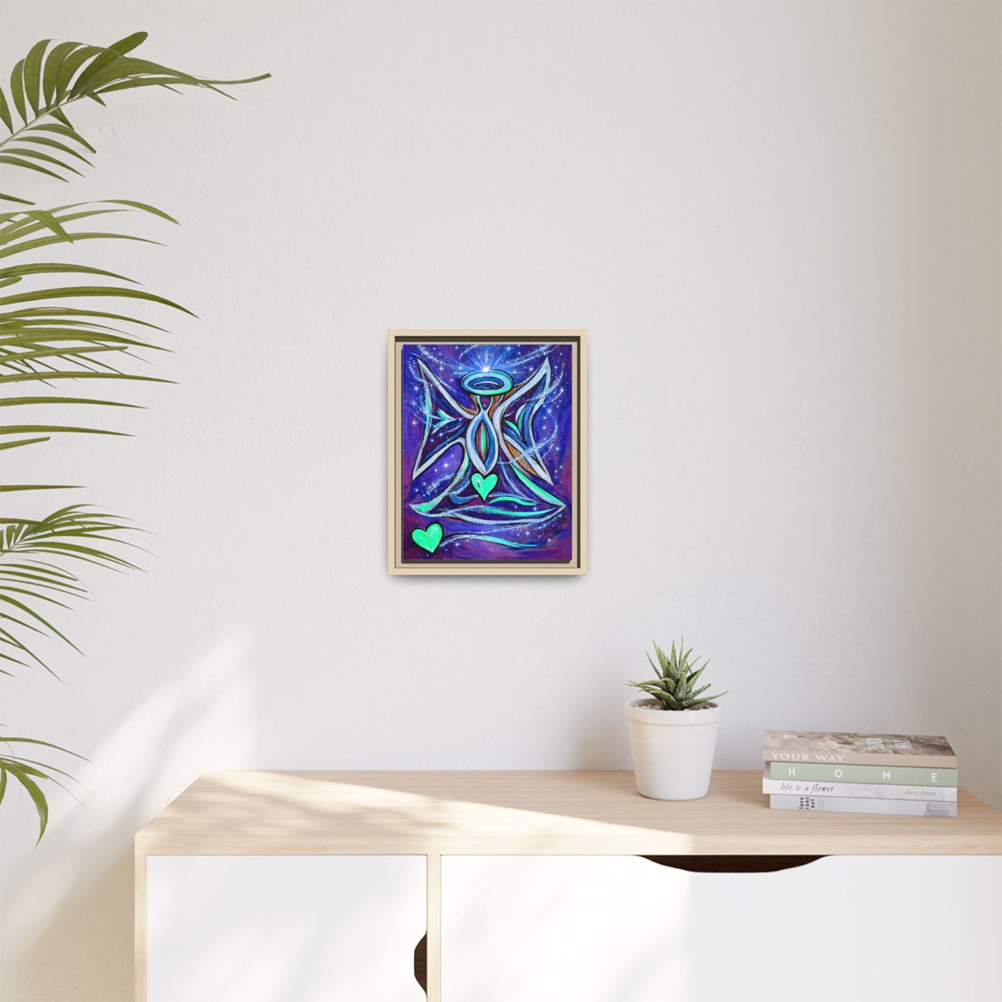 Sparkling Rainbow Angel Artwork Matte Canvas Framed | Spiritual Wall Art