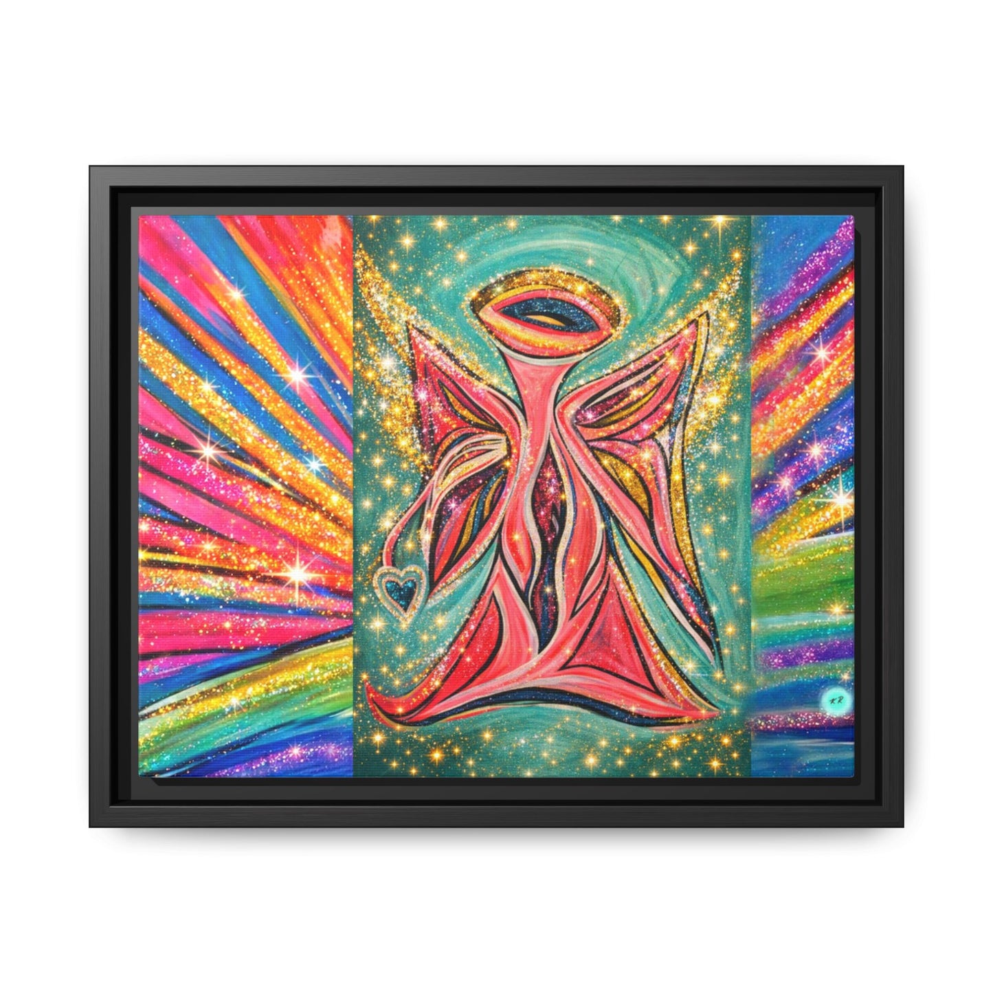 Vibrant, Sparkling Matte Canvas Angel Artwork — Vibrant Rainbow Spiritual Print