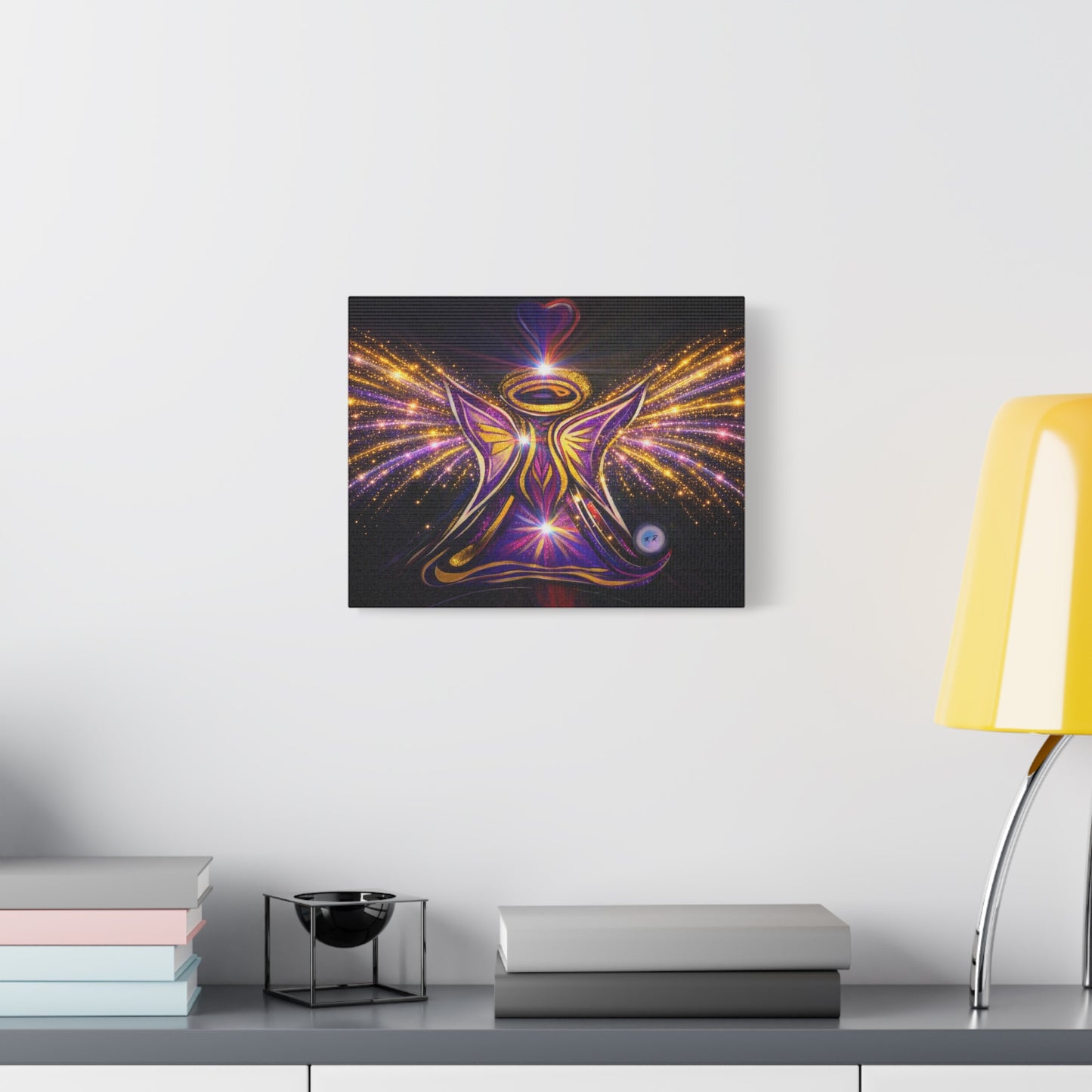Angel Wall Art Kids Room Winged Fairycore Nursery Room Sparkle Glitter Effect Matte Canvas | Stretched Wall Canvas Print