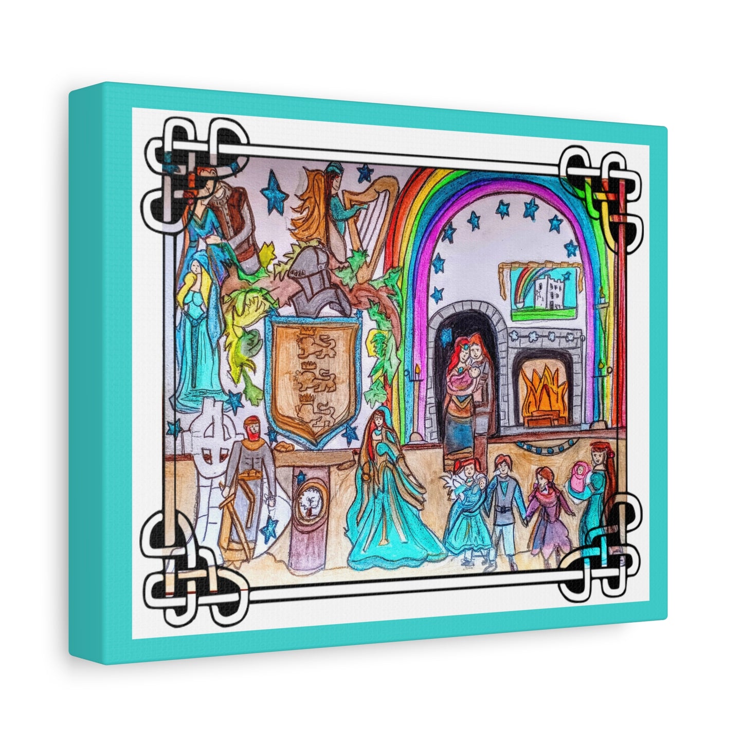 Medieval Family Castle Scene Matte Canvas | Stretched Wall Art