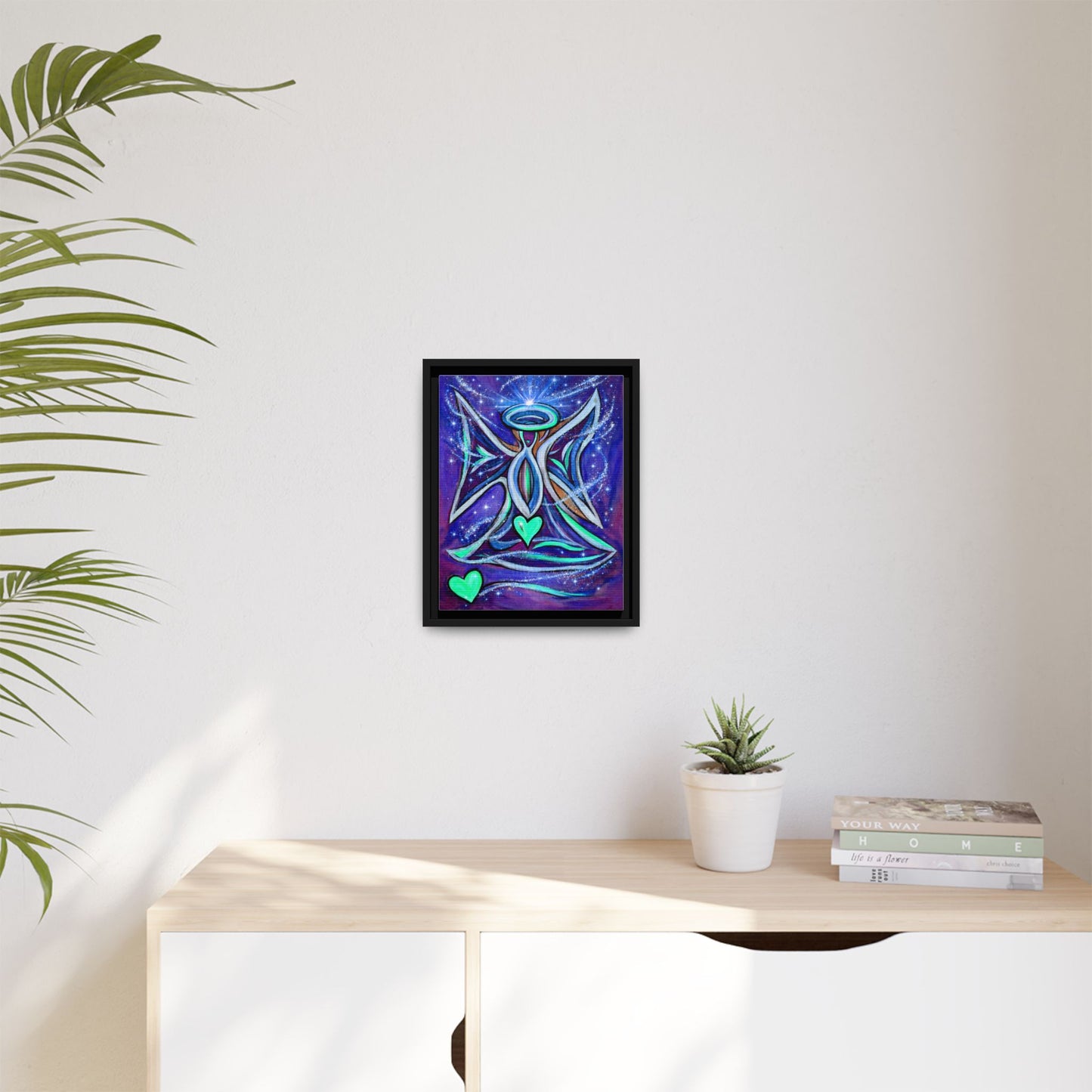 Sparkling Rainbow Angel Artwork Matte Canvas Framed | Spiritual Wall Art