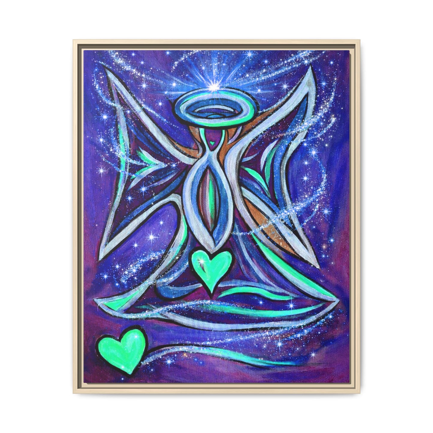 Sparkling Rainbow Angel Artwork Matte Canvas Framed | Spiritual Wall Art