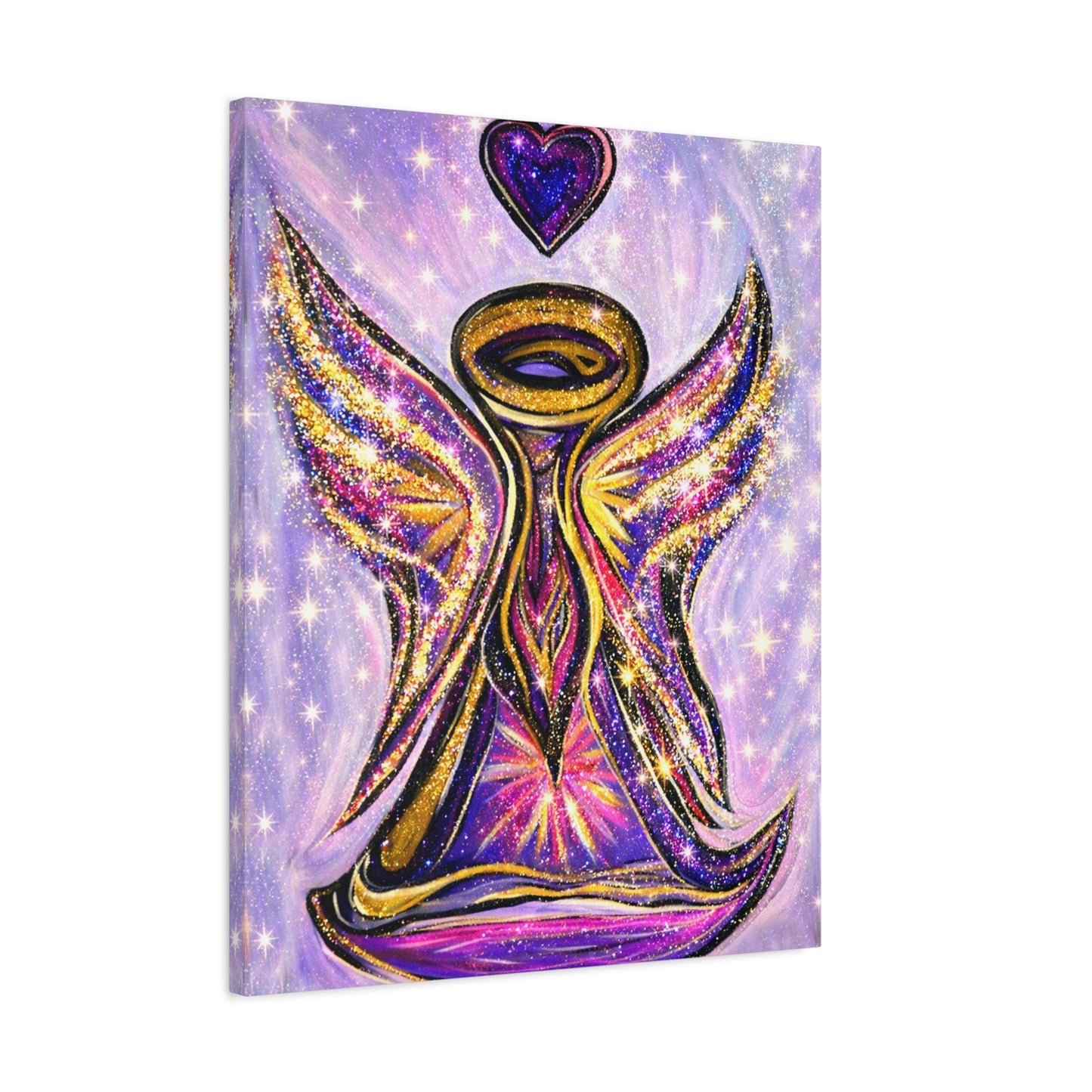Angel Lover Wall Art Lavender Protector Guardian Angel Canvas Art Print Nursery Room Decor Guardian Angelic Children's room Spiritual Decor