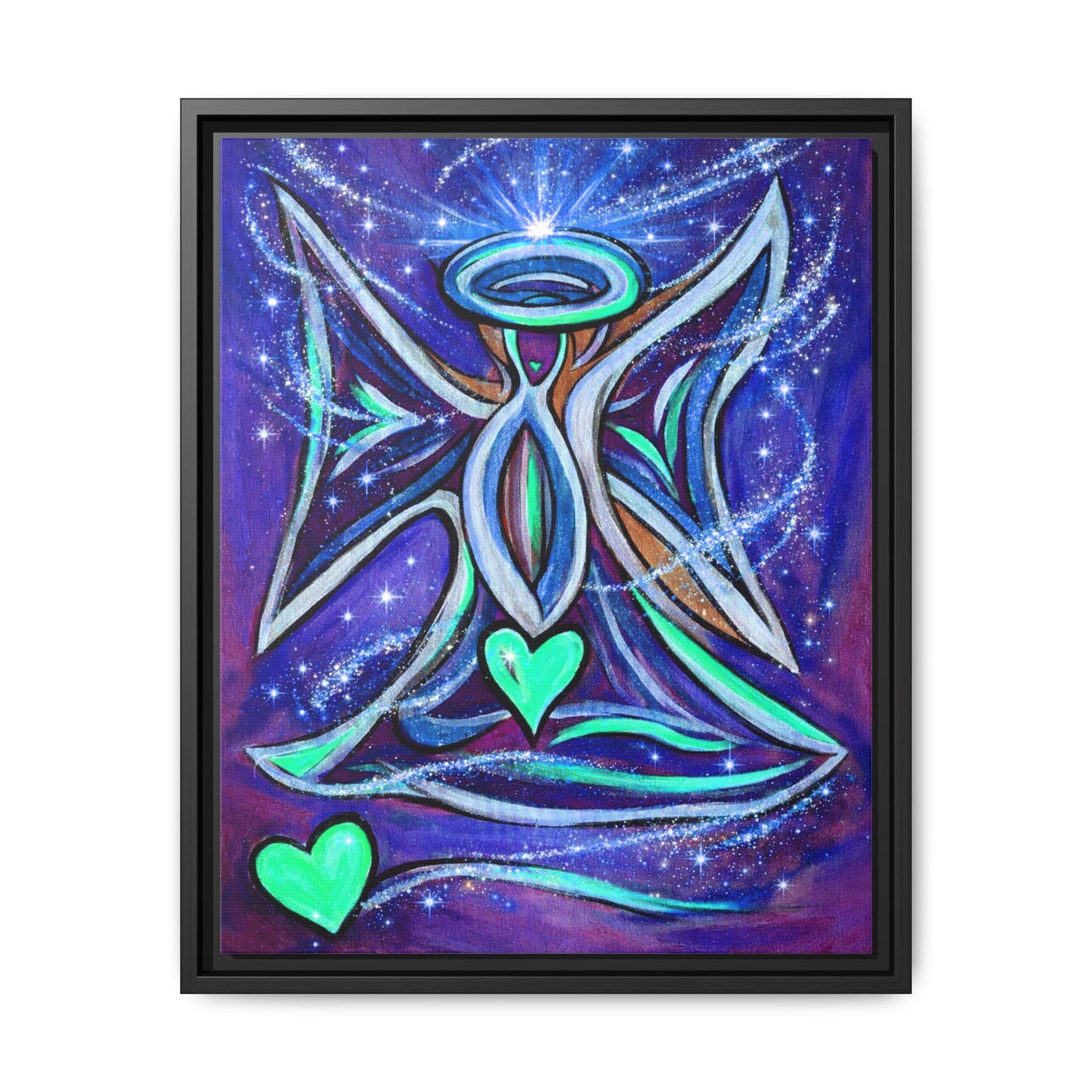 Sparkling Rainbow Angel Artwork Matte Canvas Framed | Spiritual Wall Art
