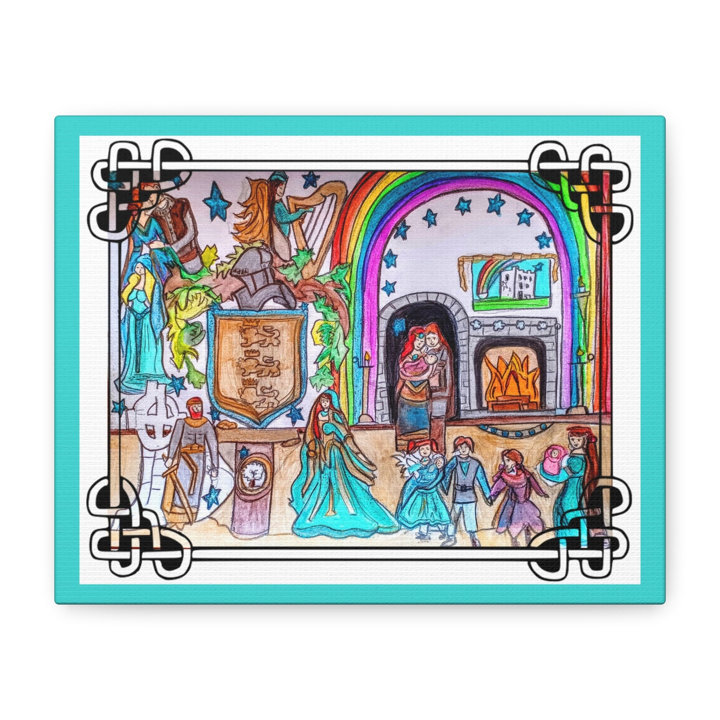 Medieval Family Castle Scene Matte Canvas | Stretched Wall Art