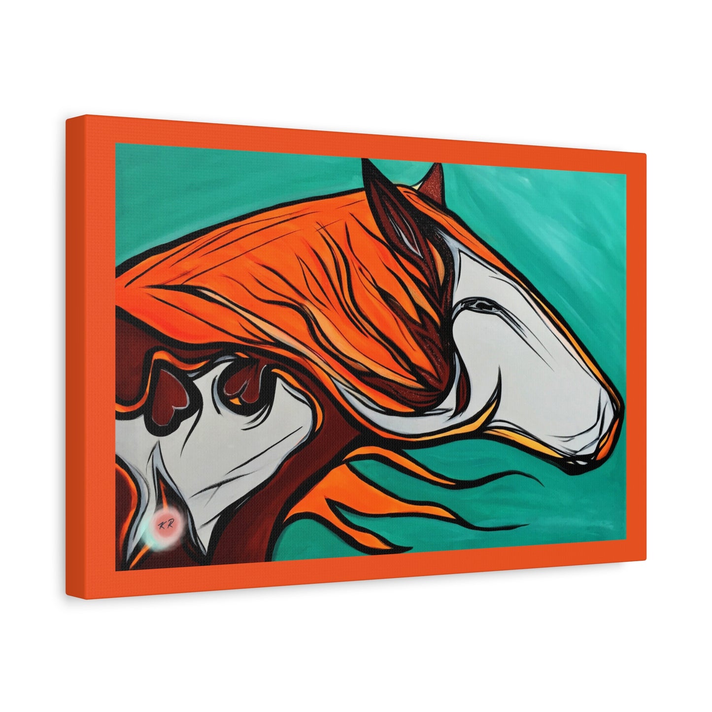 Orange Flaming Mane Paint Horse Gallery Wrapped Canvas Print, multiple sizes
