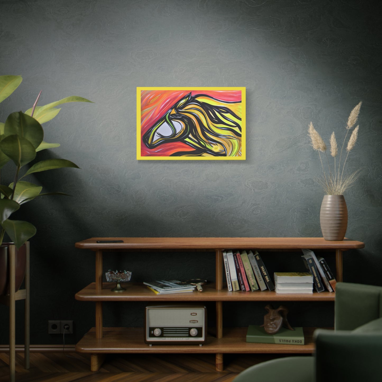 Yellow, Flowing, Joyful Horse Gallery wrapped canvas print, multiple sizes available