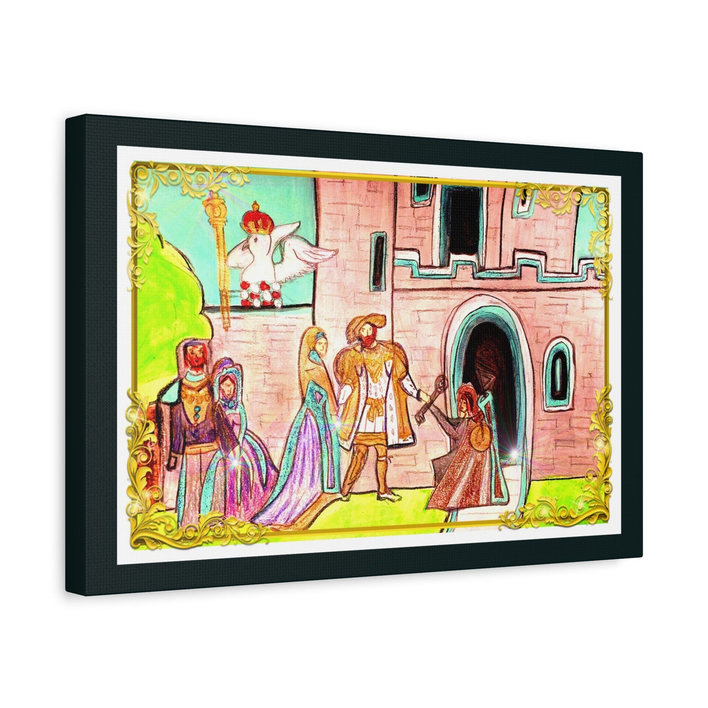 King Henry VIII & Queen Anne Boleyn at a Medieval Castle with her parents~ Stretched Wall Art