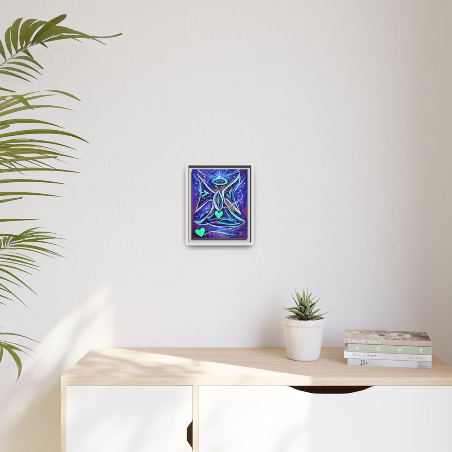 Sparkling Rainbow Angel Artwork Matte Canvas Framed | Spiritual Wall Art