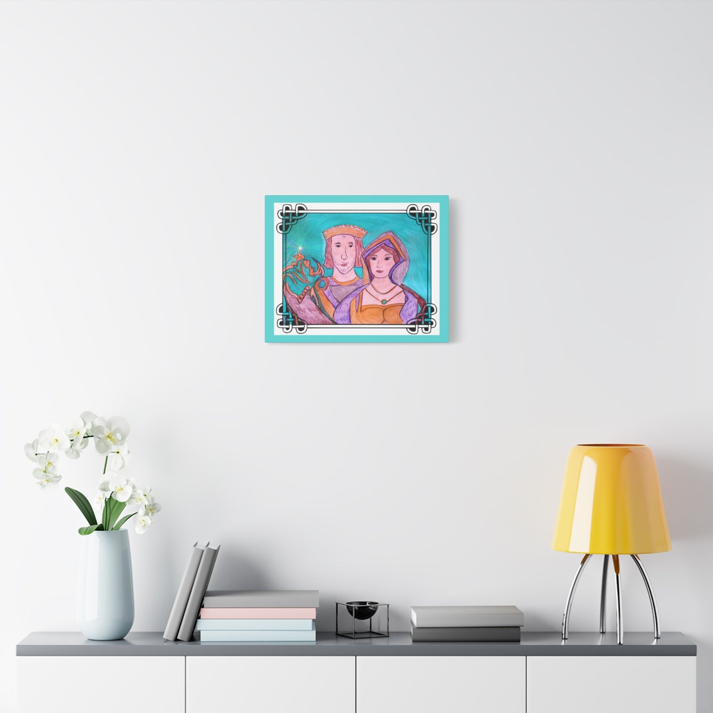Sir Thomas & Lady Elizabeth Boleyn Illustration on gallery wrapped canvas, Celtic Border