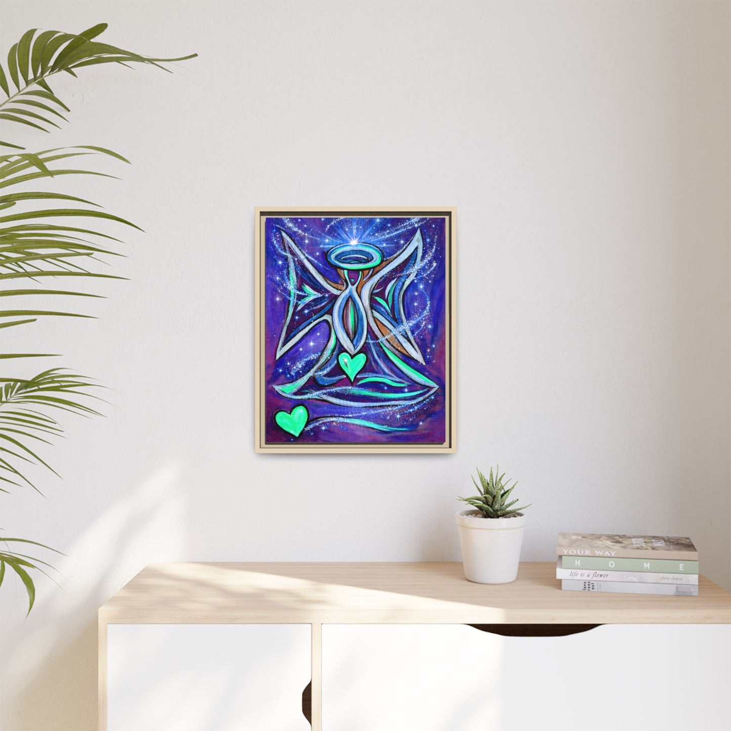 Sparkling Rainbow Angel Artwork Matte Canvas Framed | Spiritual Wall Art