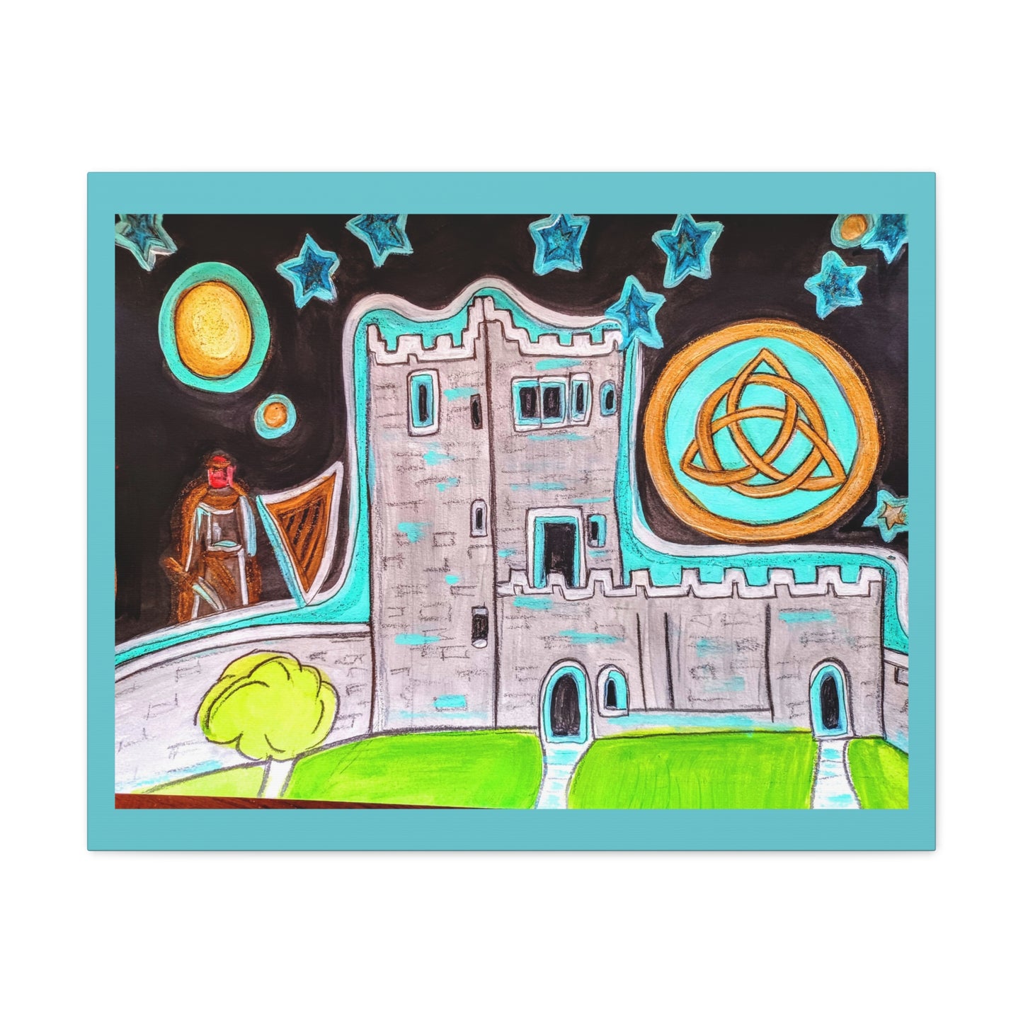 Castle Night, Matte Gallery Wrapped Canvas Art – Stretched Celtic Knot Wall Print