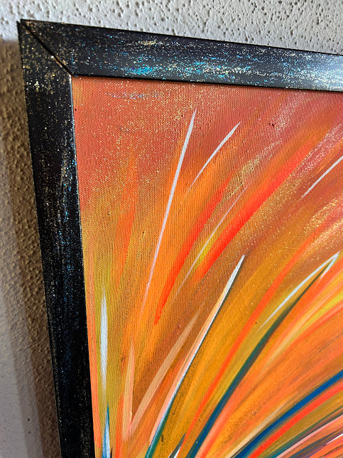Abstract Blue Splash, Extra-large Original Framed Art, 26 x 38-inches