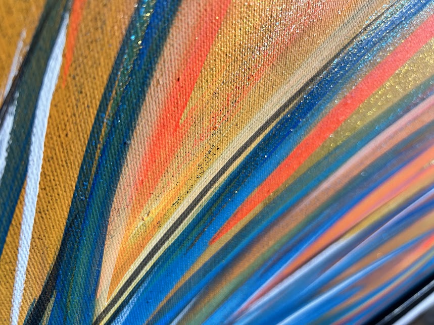 Abstract Blue Splash, Extra-large Original Framed Art, 26 x 38-inches