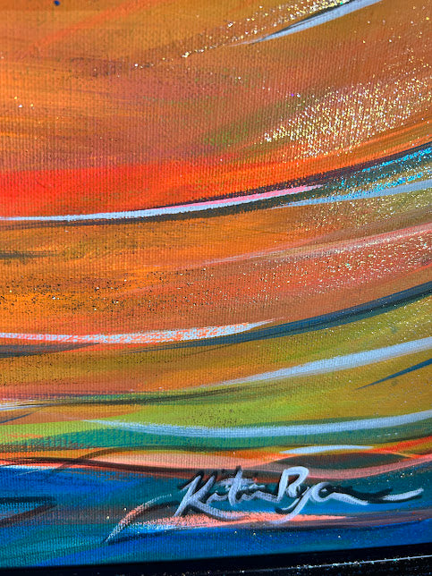 Abstract Blue Splash, Extra-large Original Framed Art, 26 x 38-inches