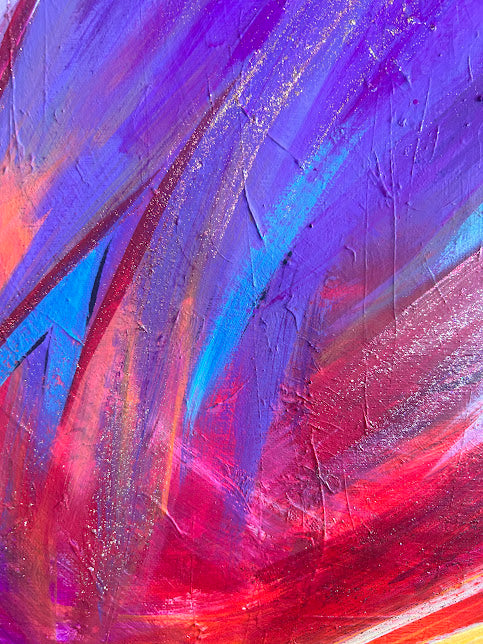 Fiery Colors Soothed by Purple original art, 28 x 22-inches, ready to hang